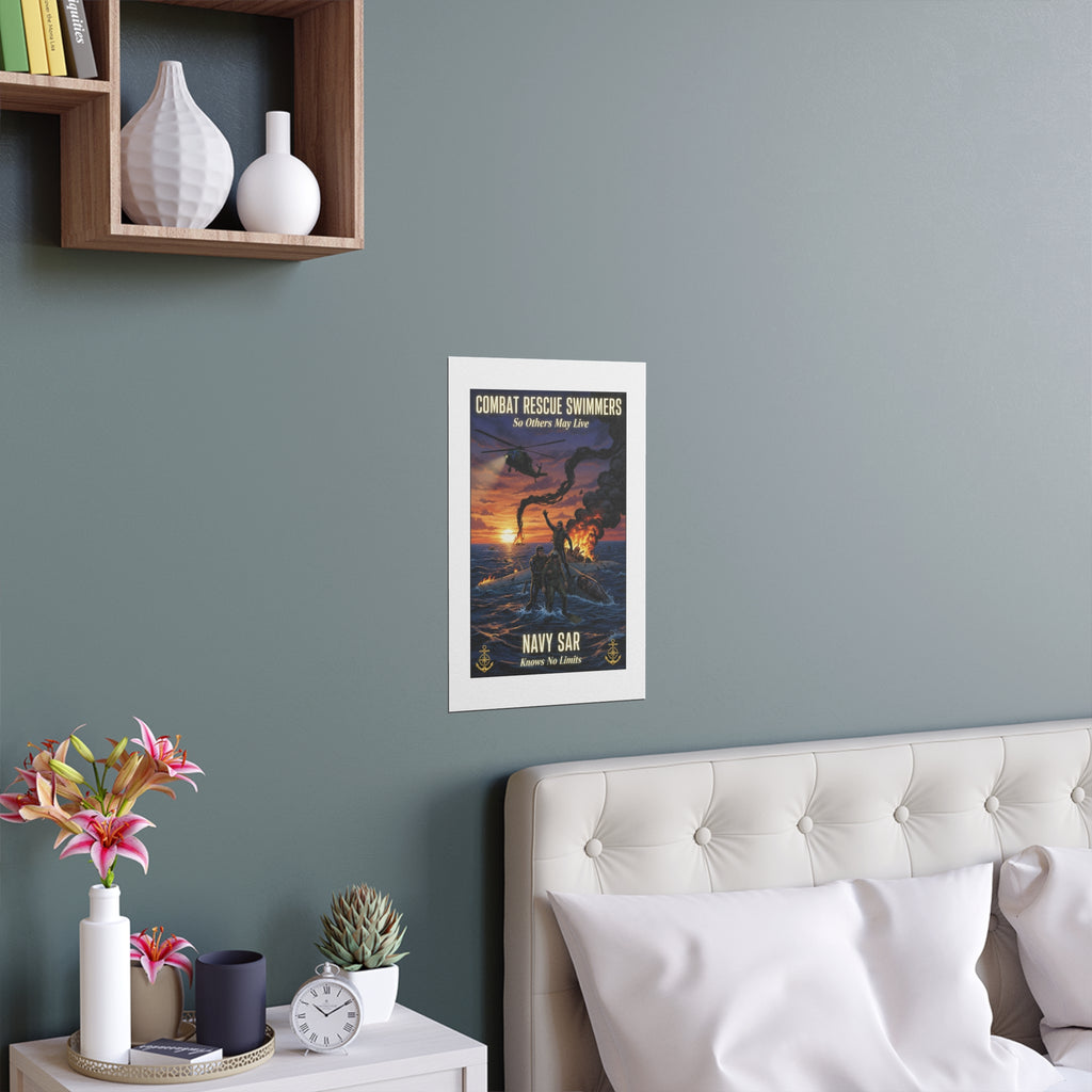 Navy SAR Combat Rescue Swimmers Silk Poster — Indoor/Outdoor Military Wall Art