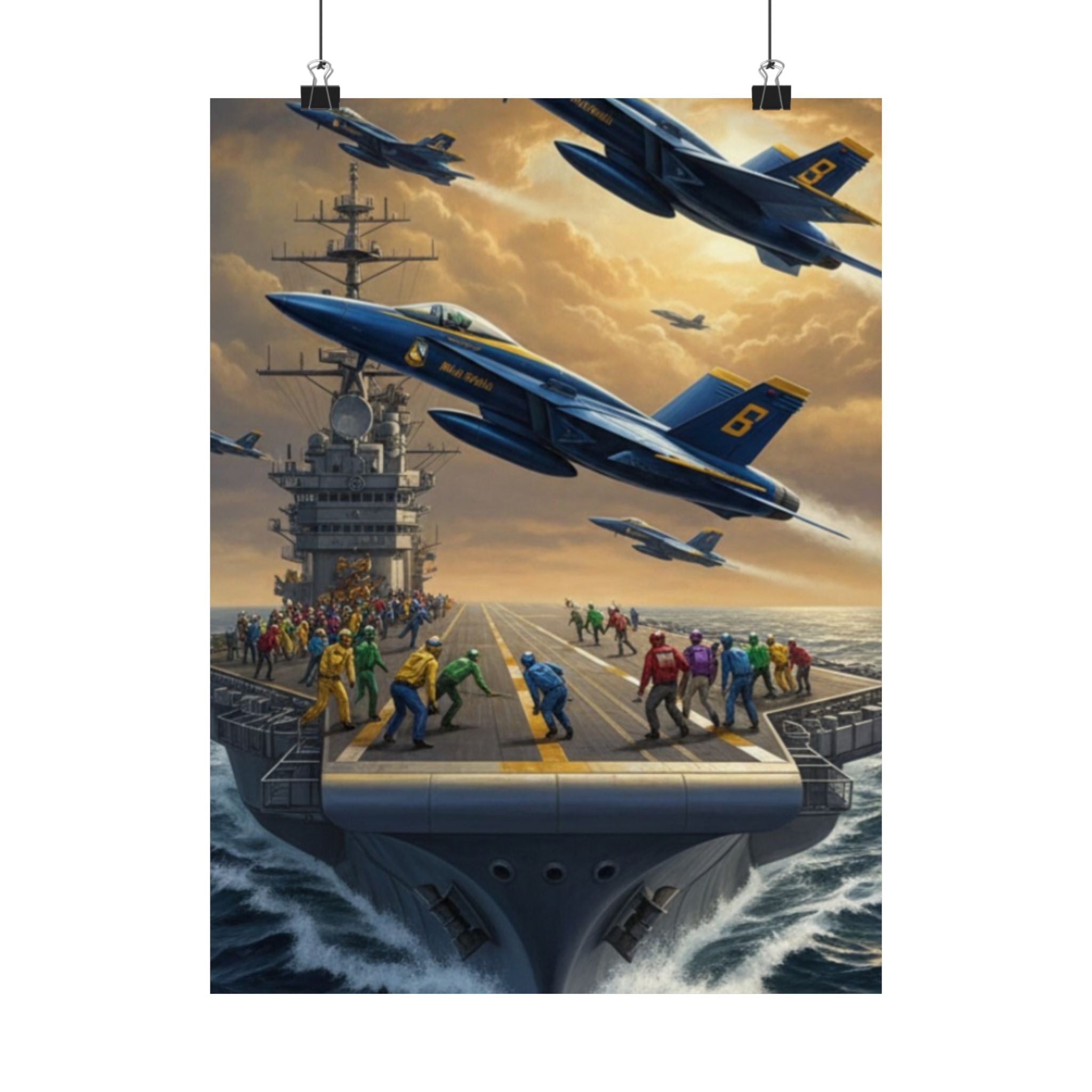 Navy SAR Rescue Helicopter Matte Poster — Dramatic Sea Rescue Art