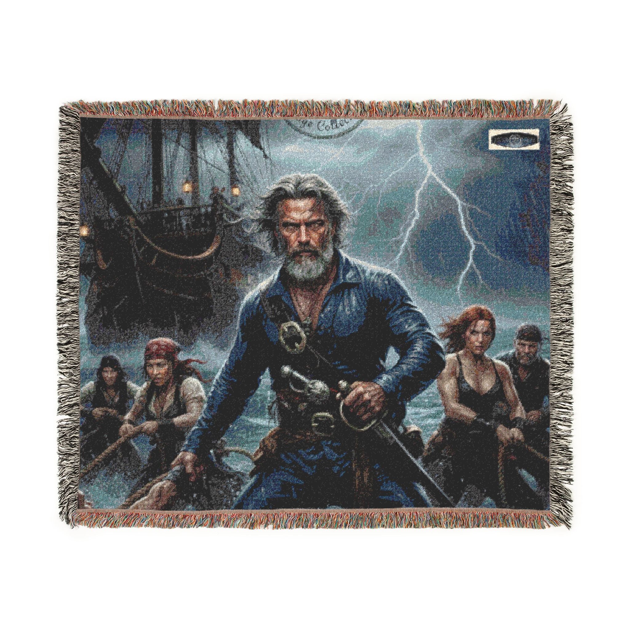 Pirate Captain Woven Blanket — Nautical Storm Ship Crew Throw