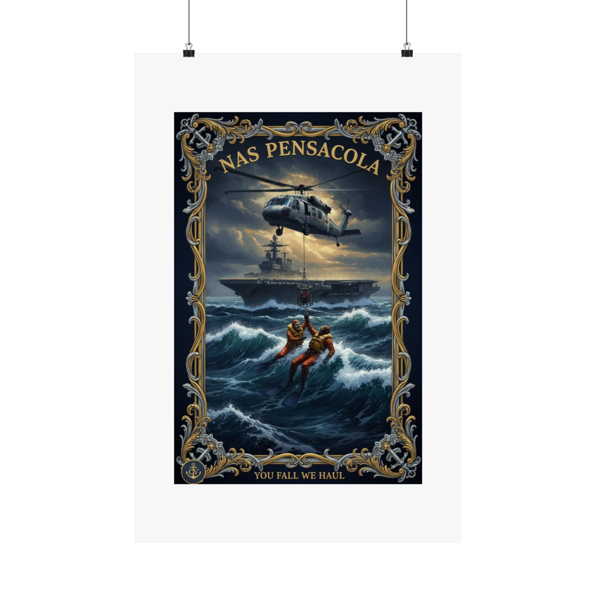 NAS Pensacola Rescue Poster — Matte Vertical Military Wall Art