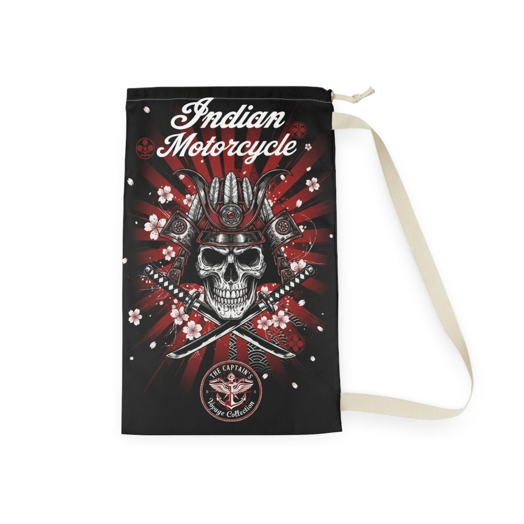 Indian Motorcycle Skull Laundry Bag — Biker Skull Drawstring Wash Bag