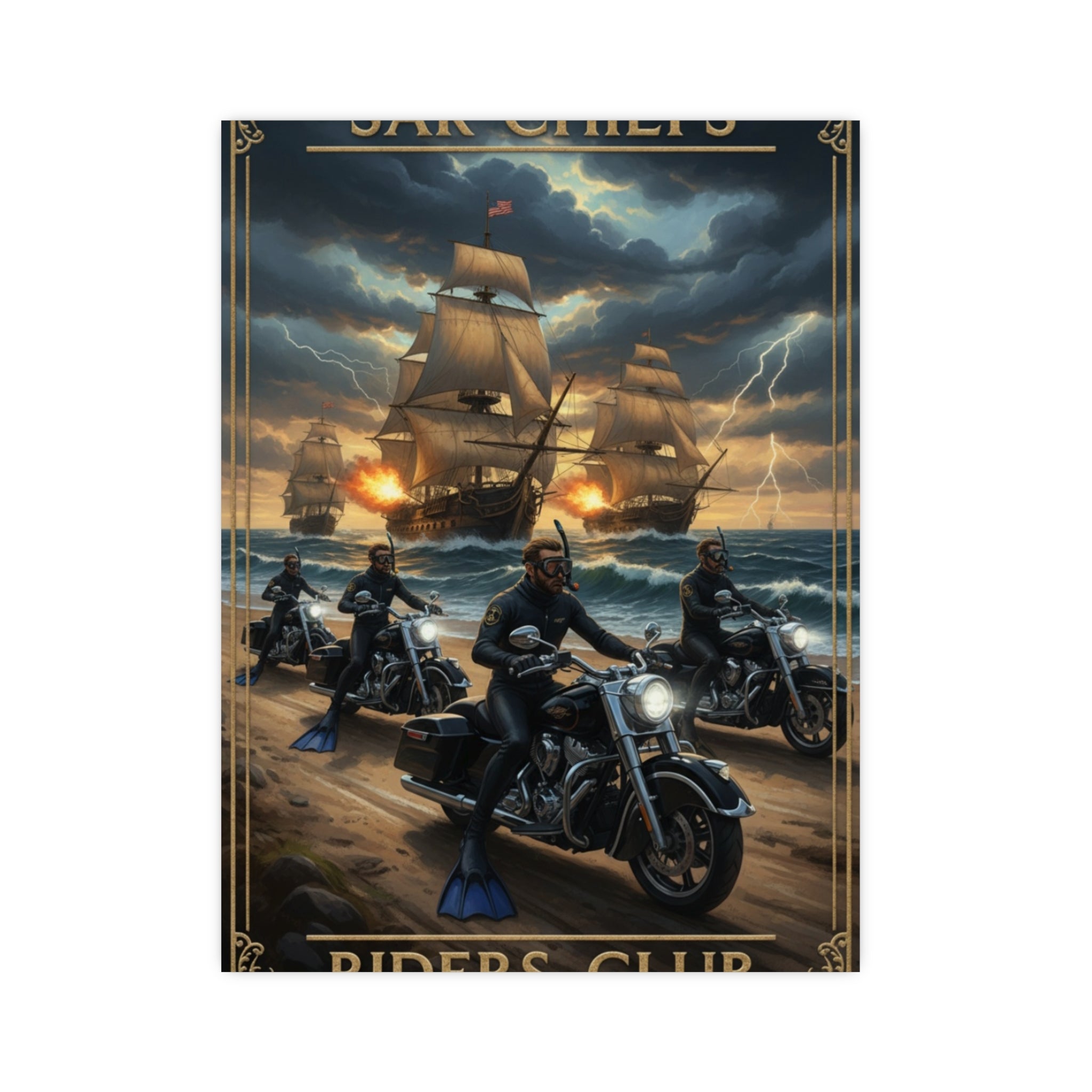 Riders Club Matte Poster — Sea Captain Bikers Vintage Nautical Wall Art