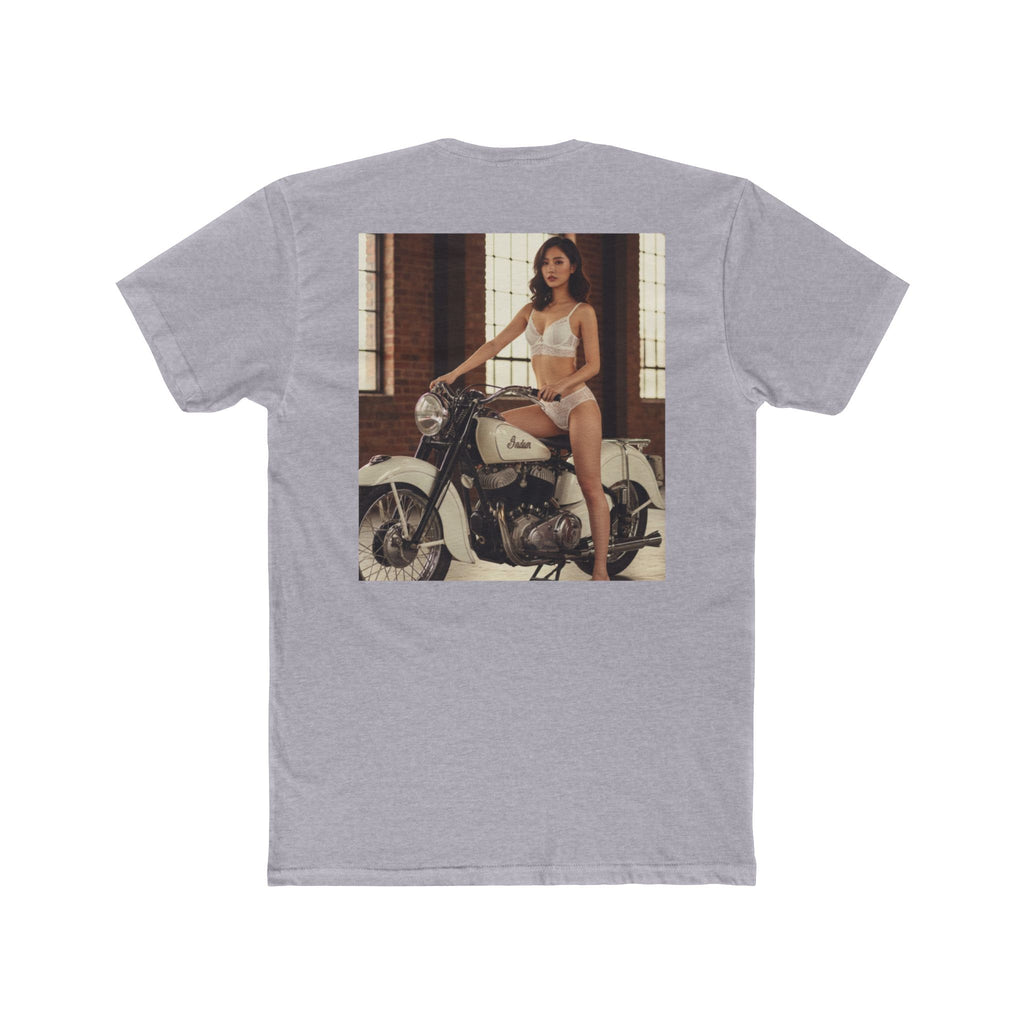 Vintage Motorcycle Pinup Tee — Retro Biker Photo Graphic T-Shirt