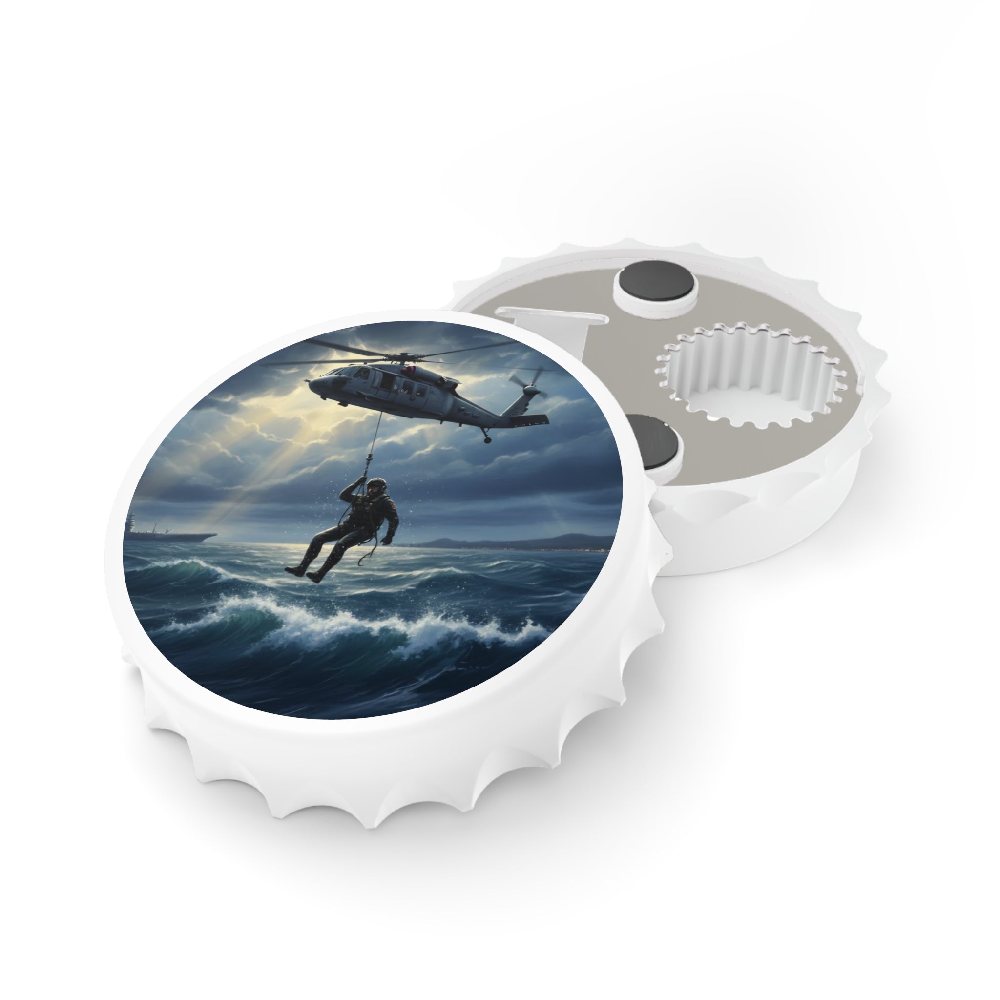 Bottle Opener — Search and Rescue Helicopter Scene Magnetic Bottle Cap Opener