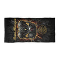 Indian Motorcycle Engine Beach Towel — Retro Biker Skull & V-Twin Design