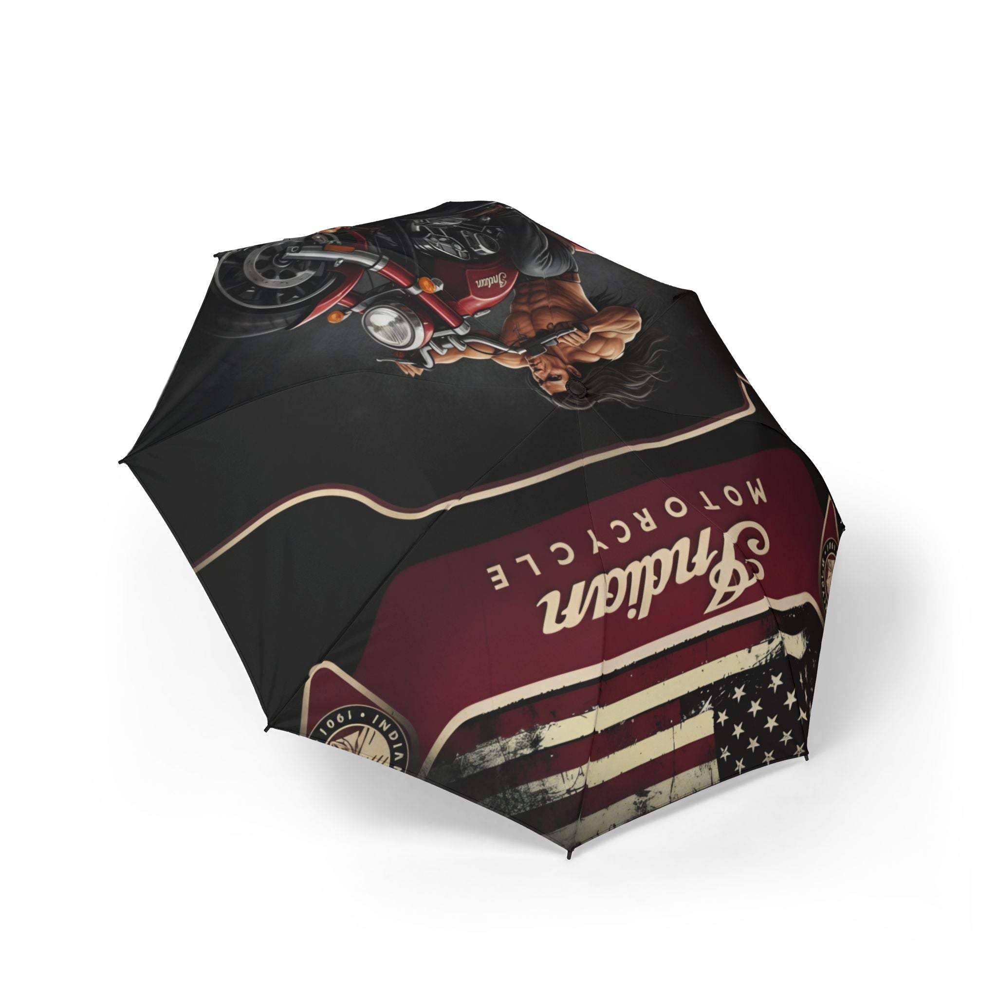 Motorcycle Vintage Flag Foldable Umbrella — 'Indian Motorcycle' Retro Design