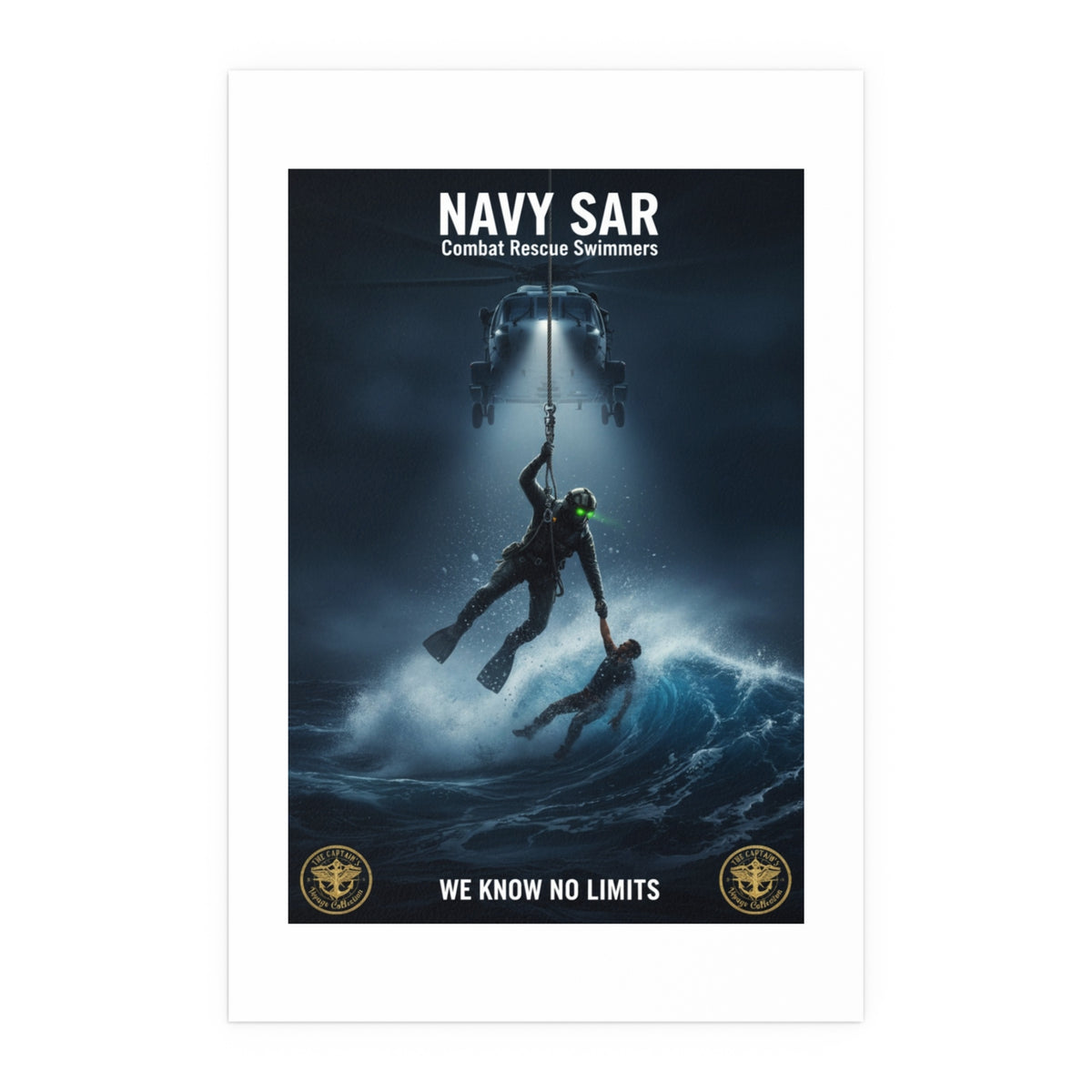 Navy SAR Combat Rescue Swimmers Silk Poster – “We Know No Limits” Indoor/Outdoor Print