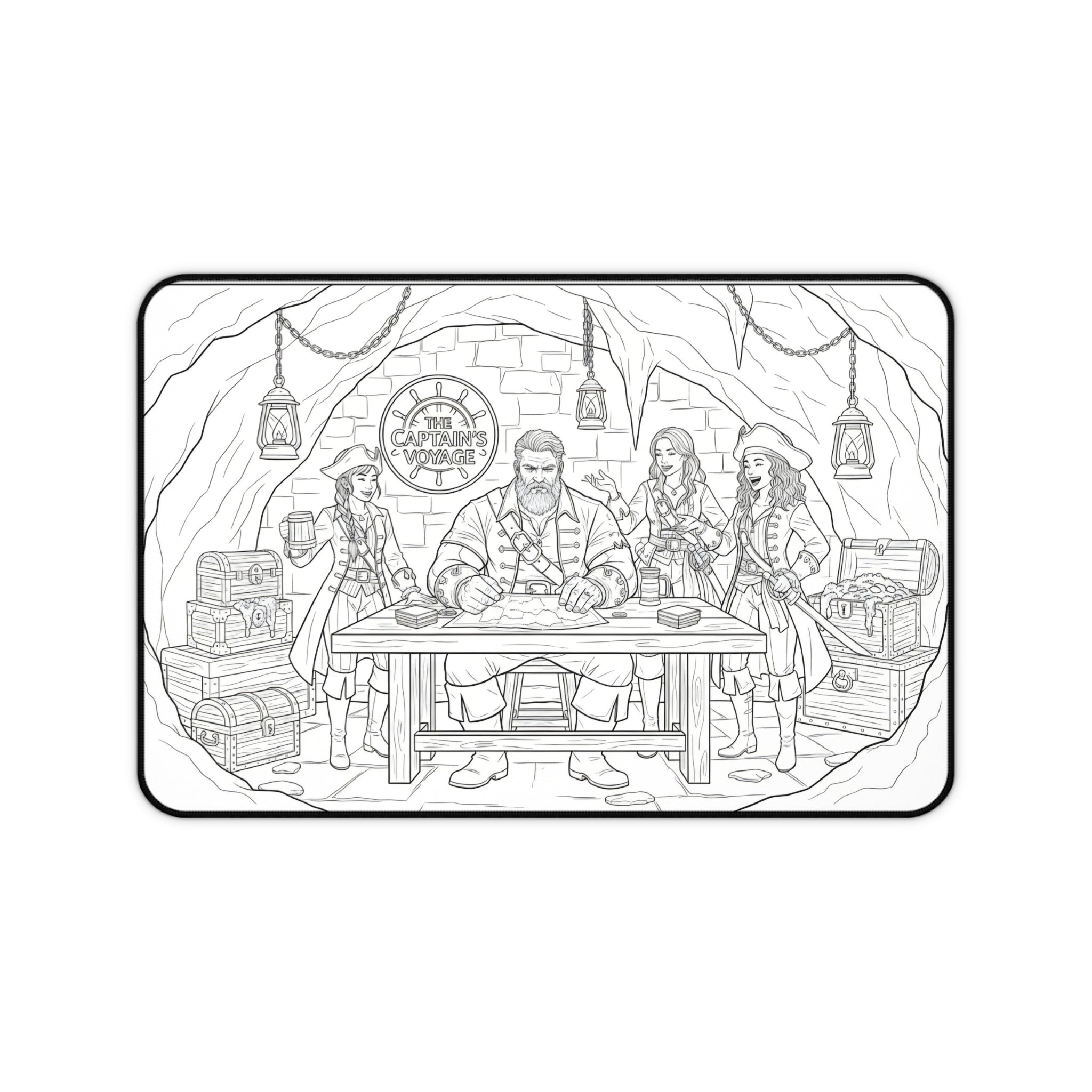 Pirate Captain Desk Mat — Treasure Crew Illustration Mouse Pad