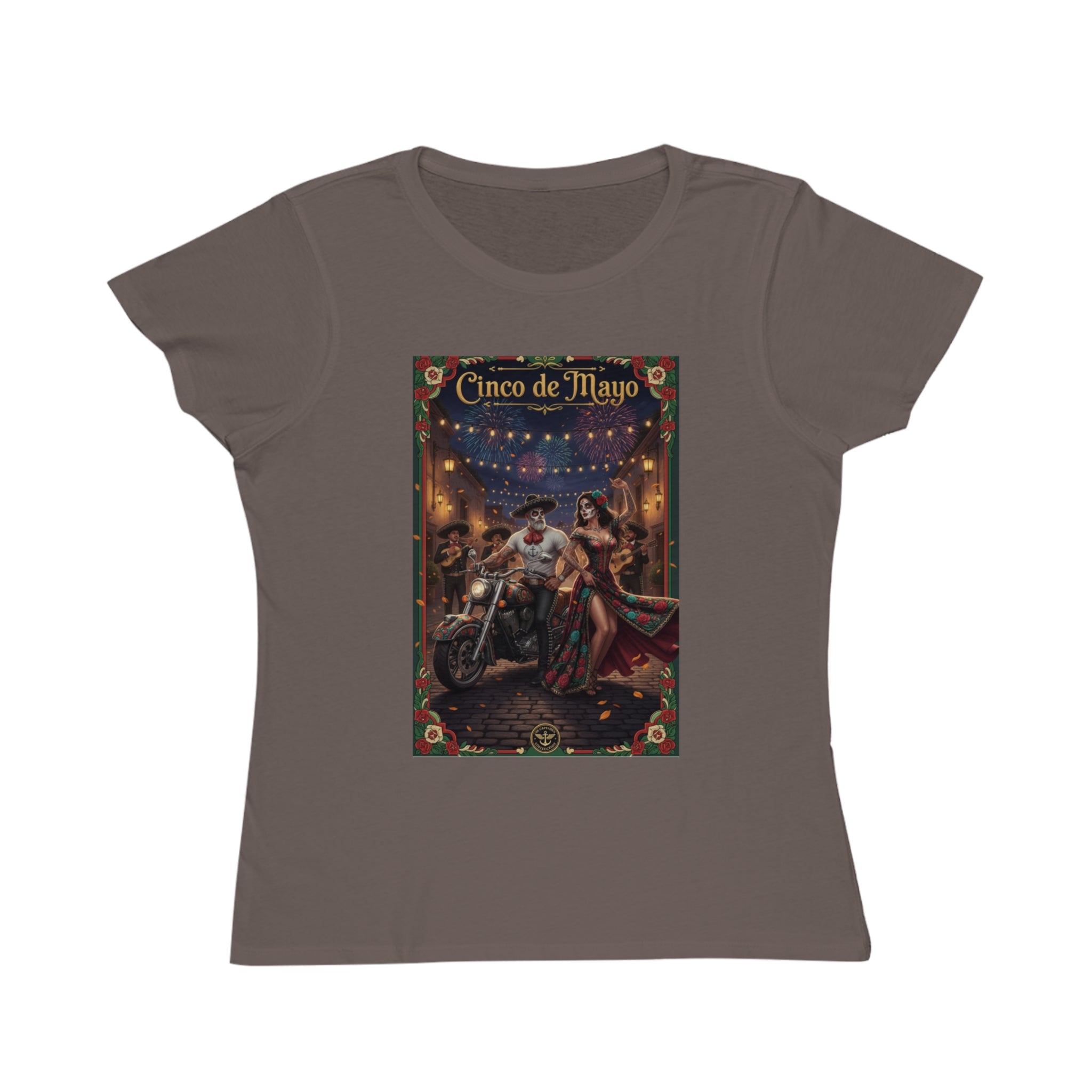 Cinco de Mayo Day of the Dead Motorcycle T‑Shirt — Día de Muertos Pinup Tee