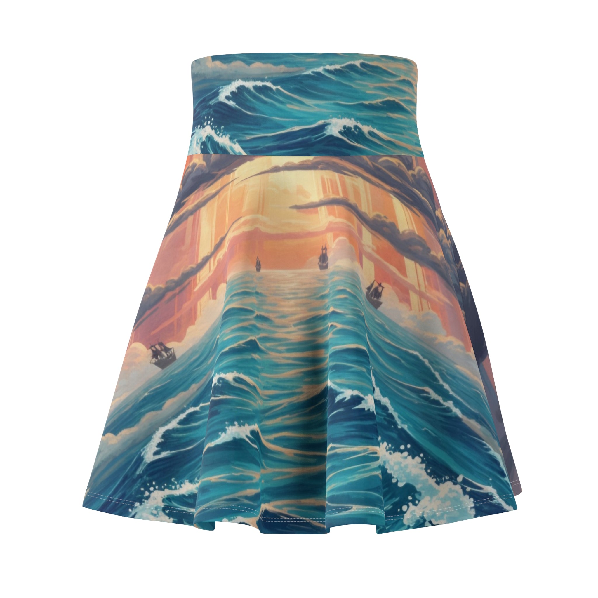 Ocean Sunset Skater Skirt — Dreamy Seascape Print