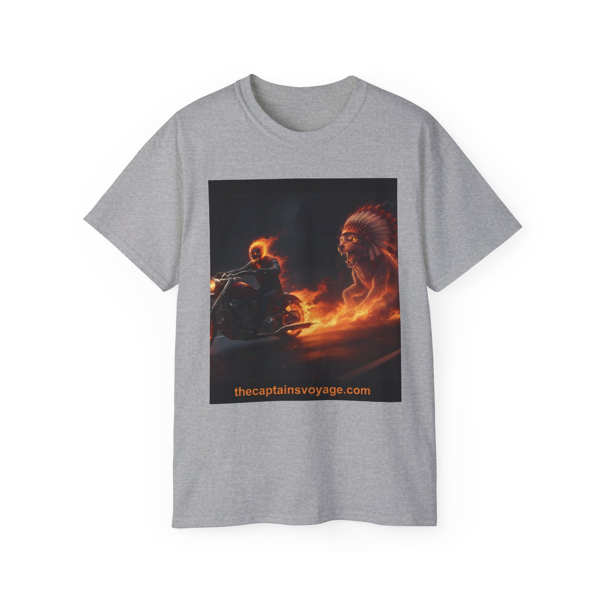 Adventure Motorcycle Tee — Fiery Rider & Nautical Voyage Graphic T-Shirt