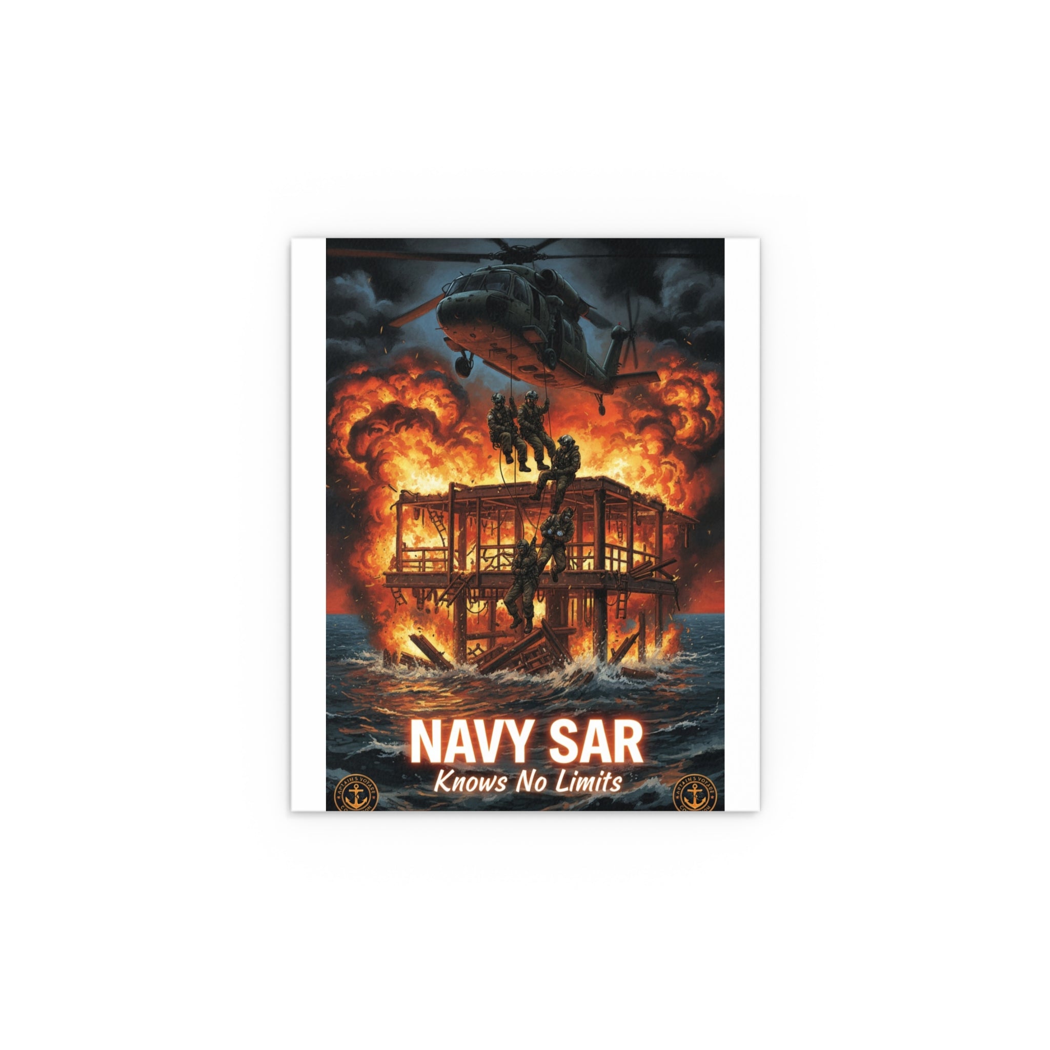 Navy SAR 'Knows No Limits' Rescue Poster - Indoor/Outdoor Silk Print