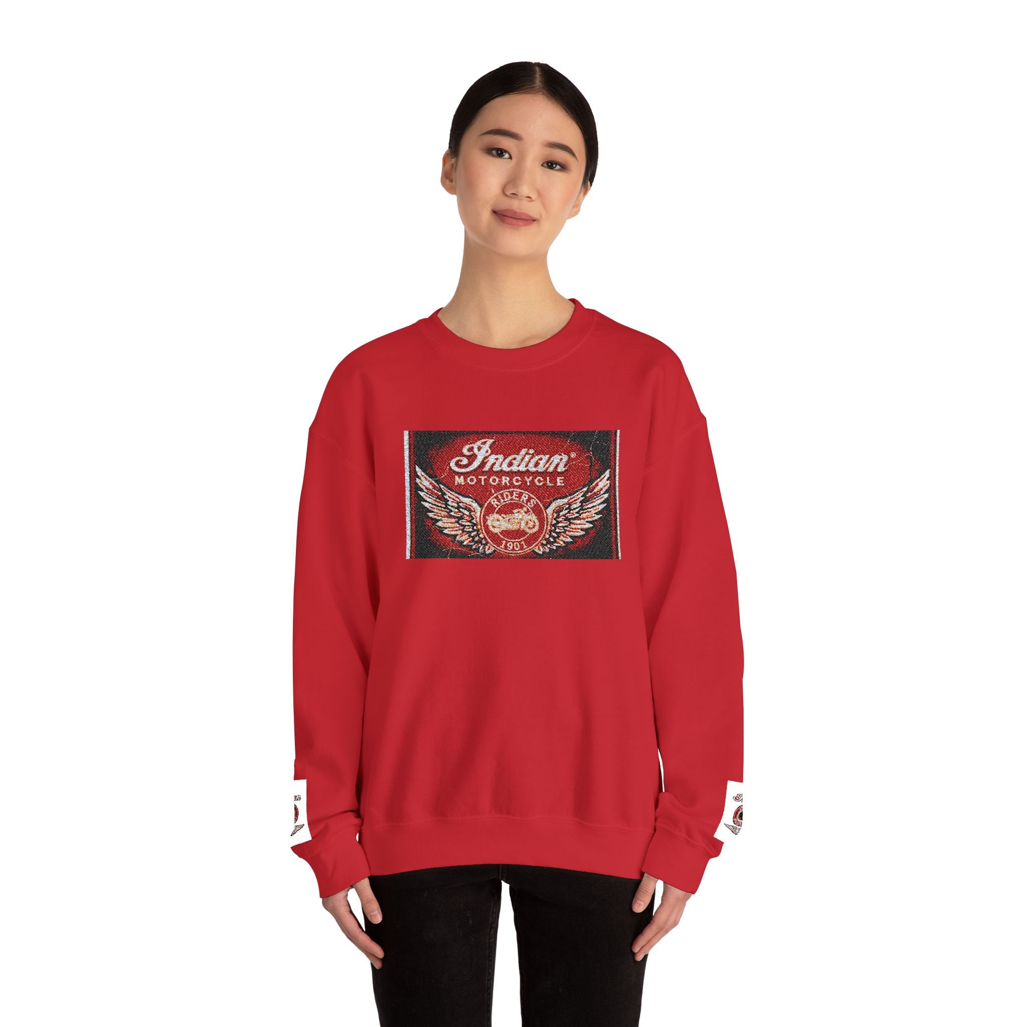 Vintage Motorcycle Crewneck Sweatshirt — 'Indian Motorcycles' Winged Logo