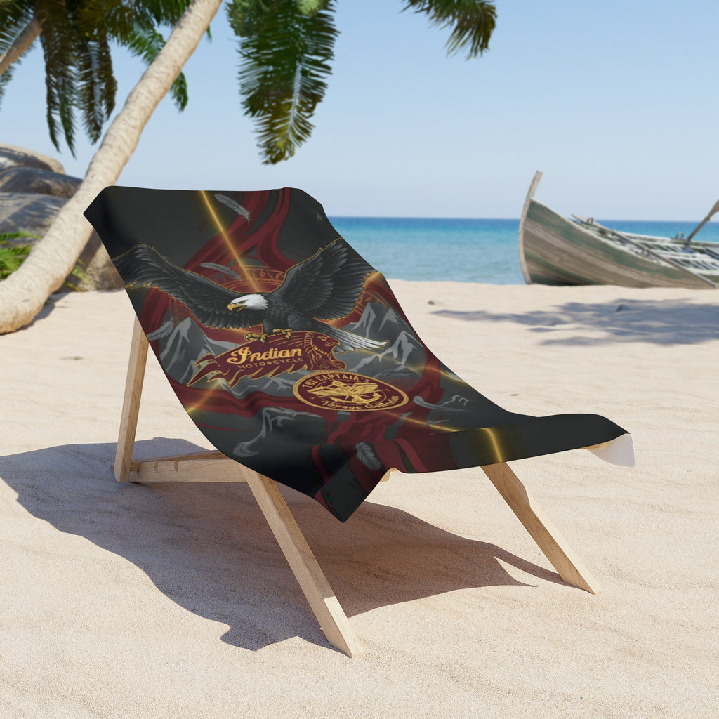 Eagle Emblem Beach Towel – Vintage Motorcycle Shield Design
