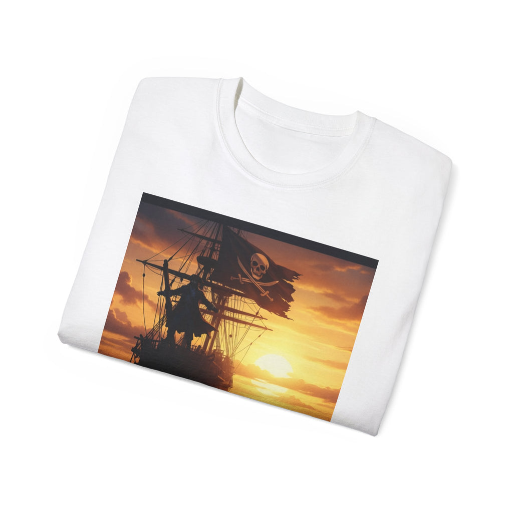 Pirate Ship Sunset Tee – Nautical Pirate Skull Graphic T-Shirt