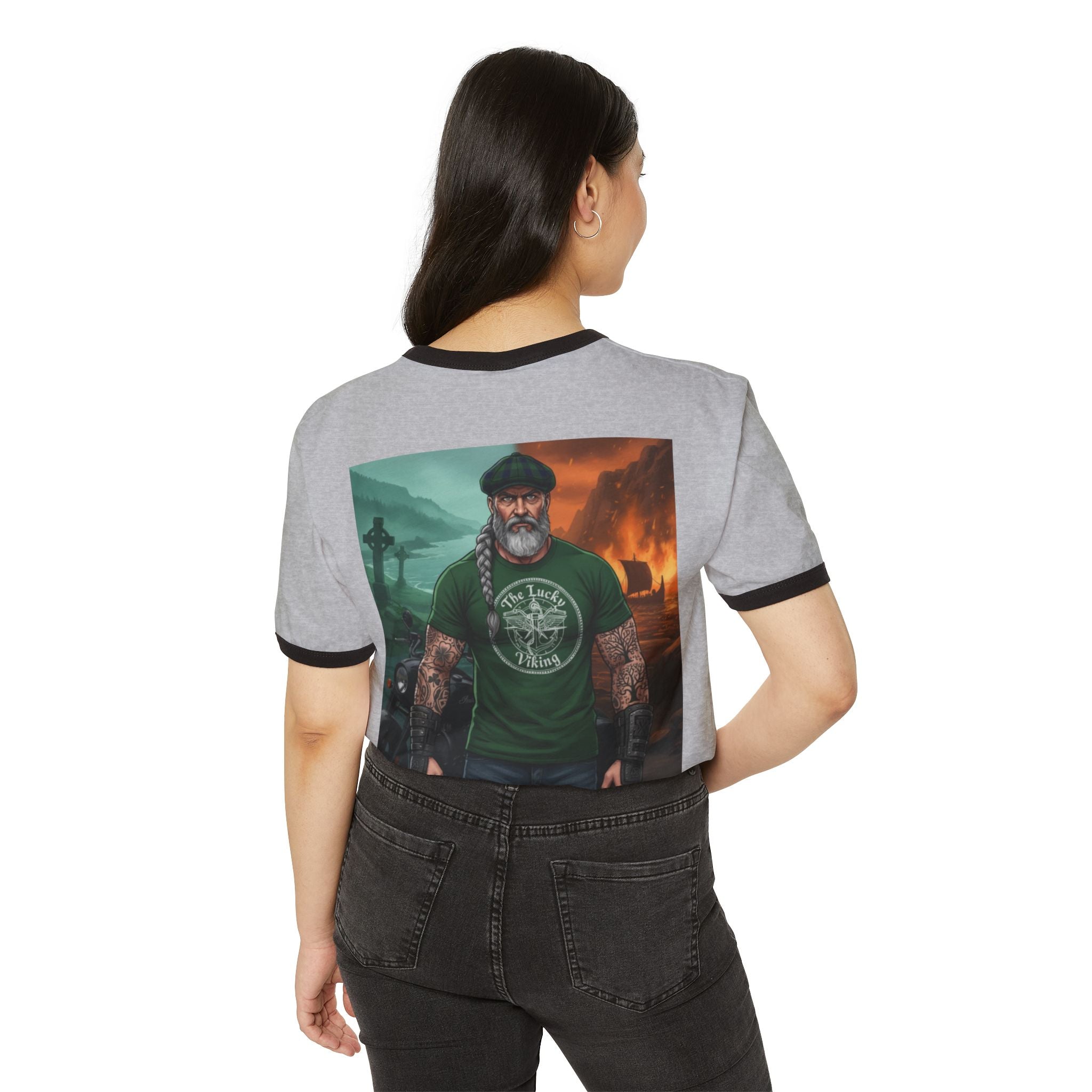 Viking Dad Graphic T-Shirt — "The Lucky Viking" Ringer Tee