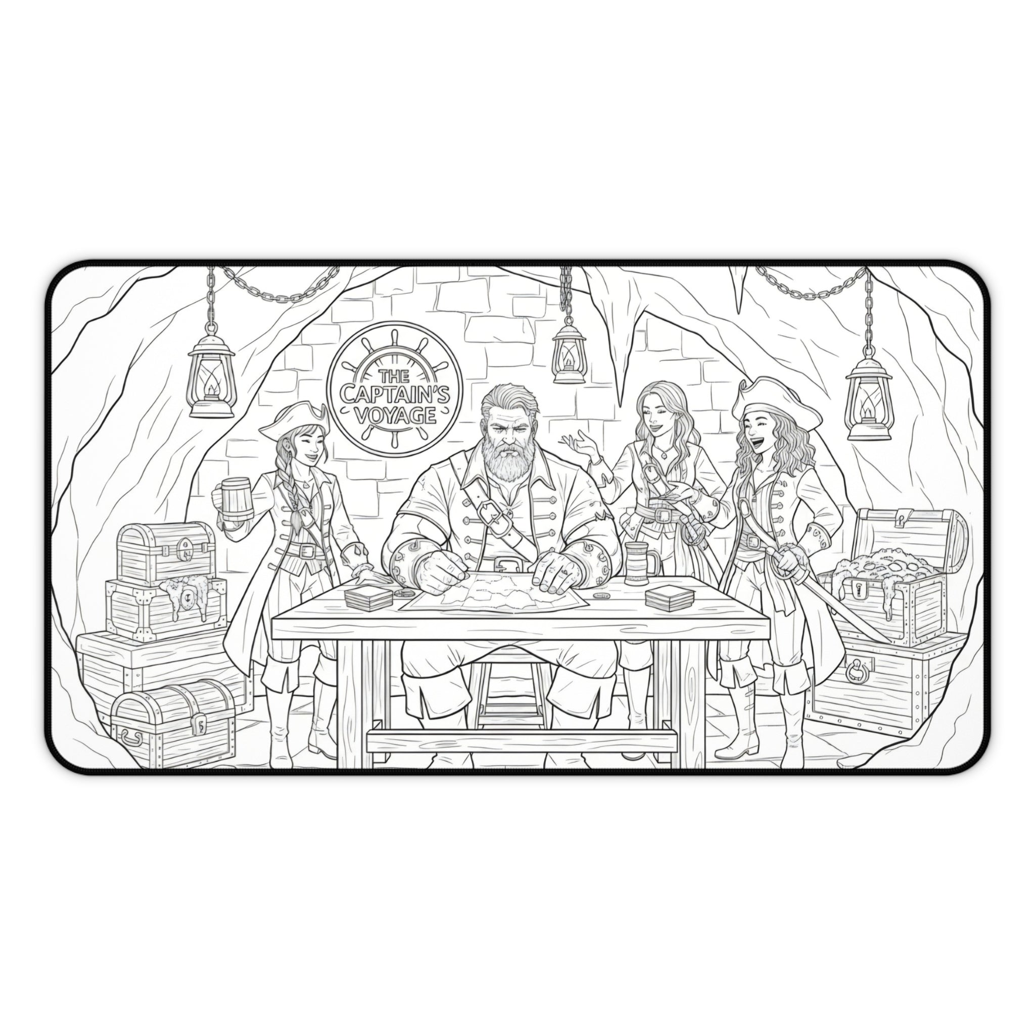 Pirate Captain Desk Mat — Treasure Crew Illustration Mouse Pad