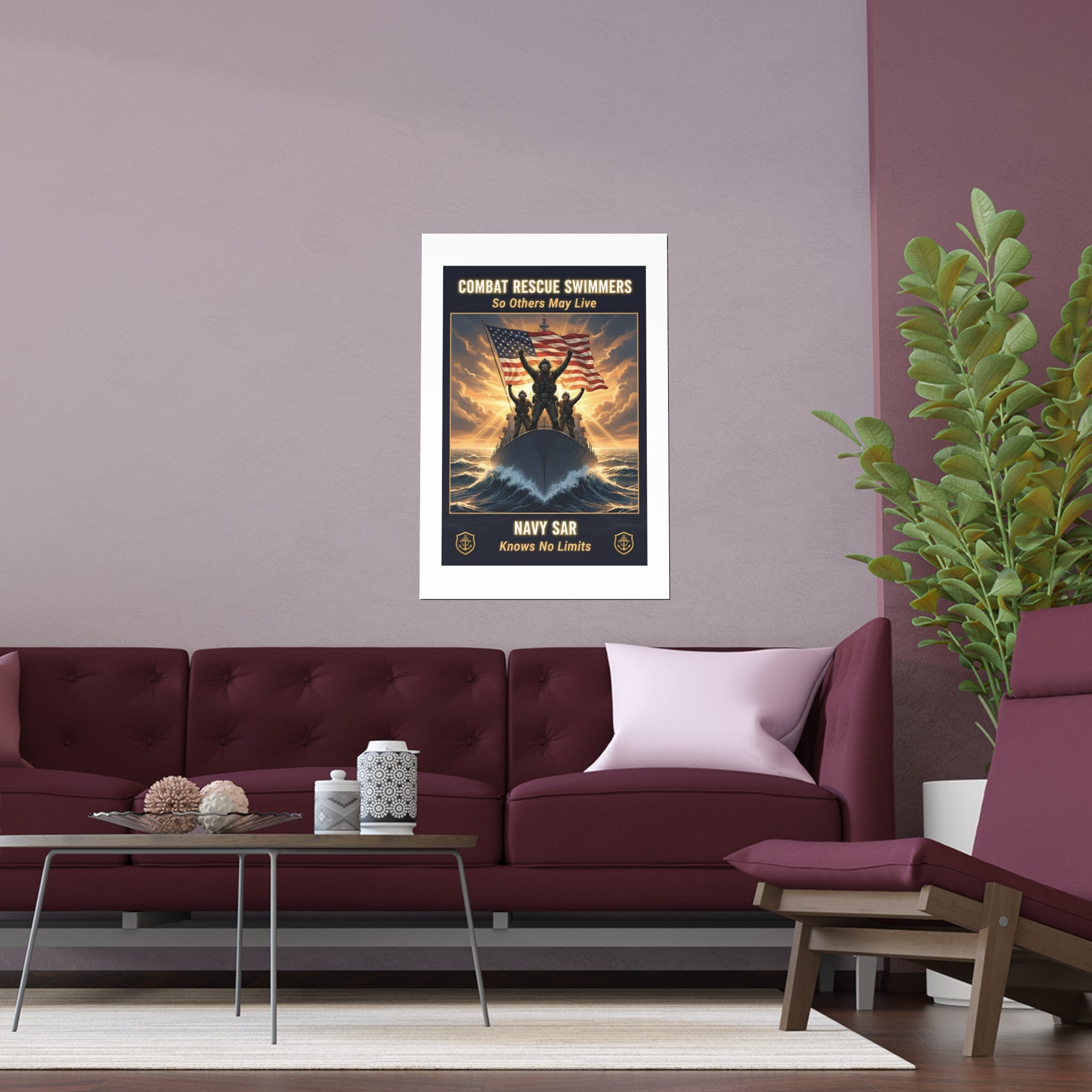 Combat Rescue Swimmers Silk Poster — "So Others May Live" Navy SAR Wall Art