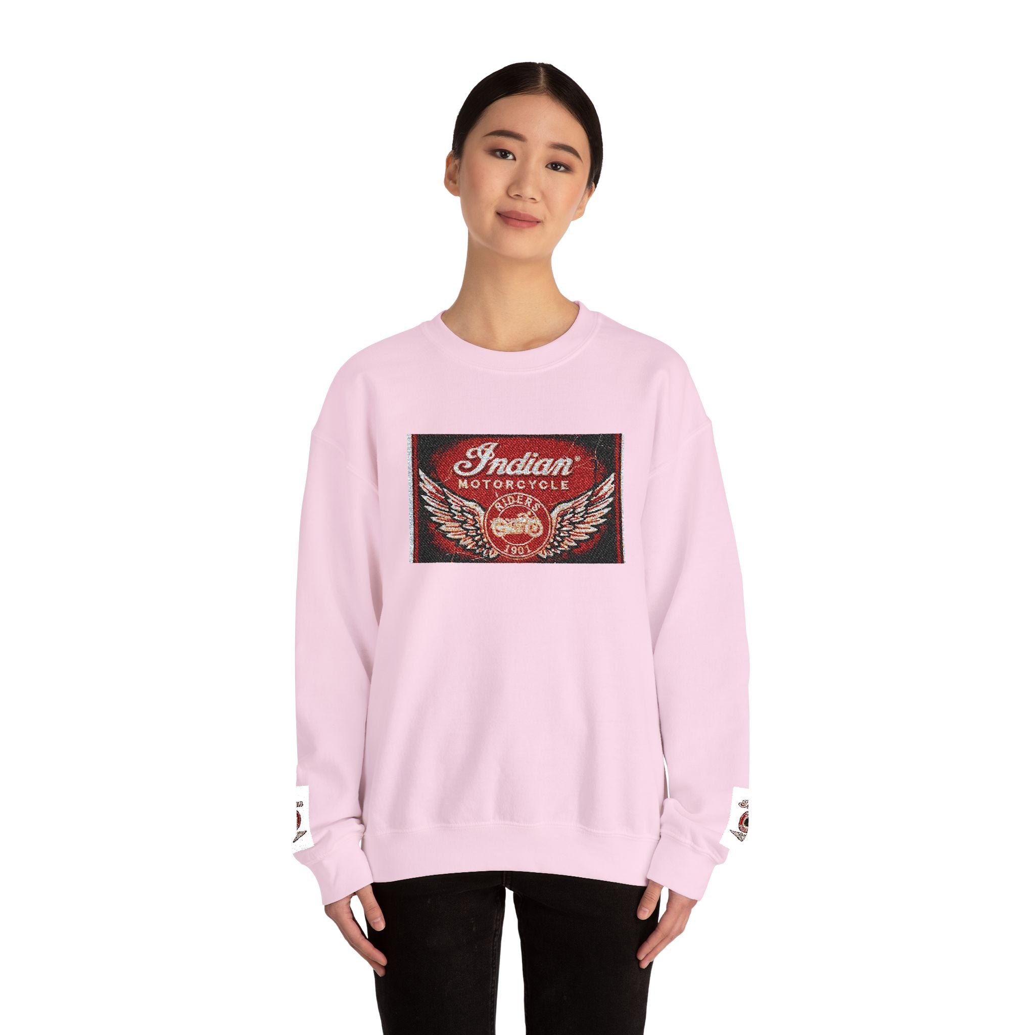 Vintage Motorcycle Crewneck Sweatshirt — 'Indian Motorcycles' Winged Logo