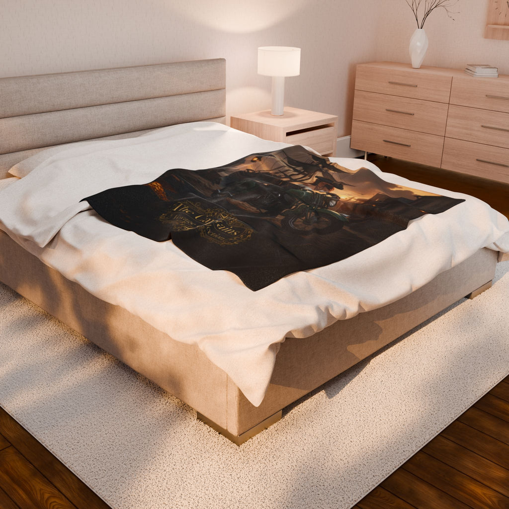 Captain's Vintage Motorcycle Velveteen Plush Blanket — "The Captains Vintage Collection"