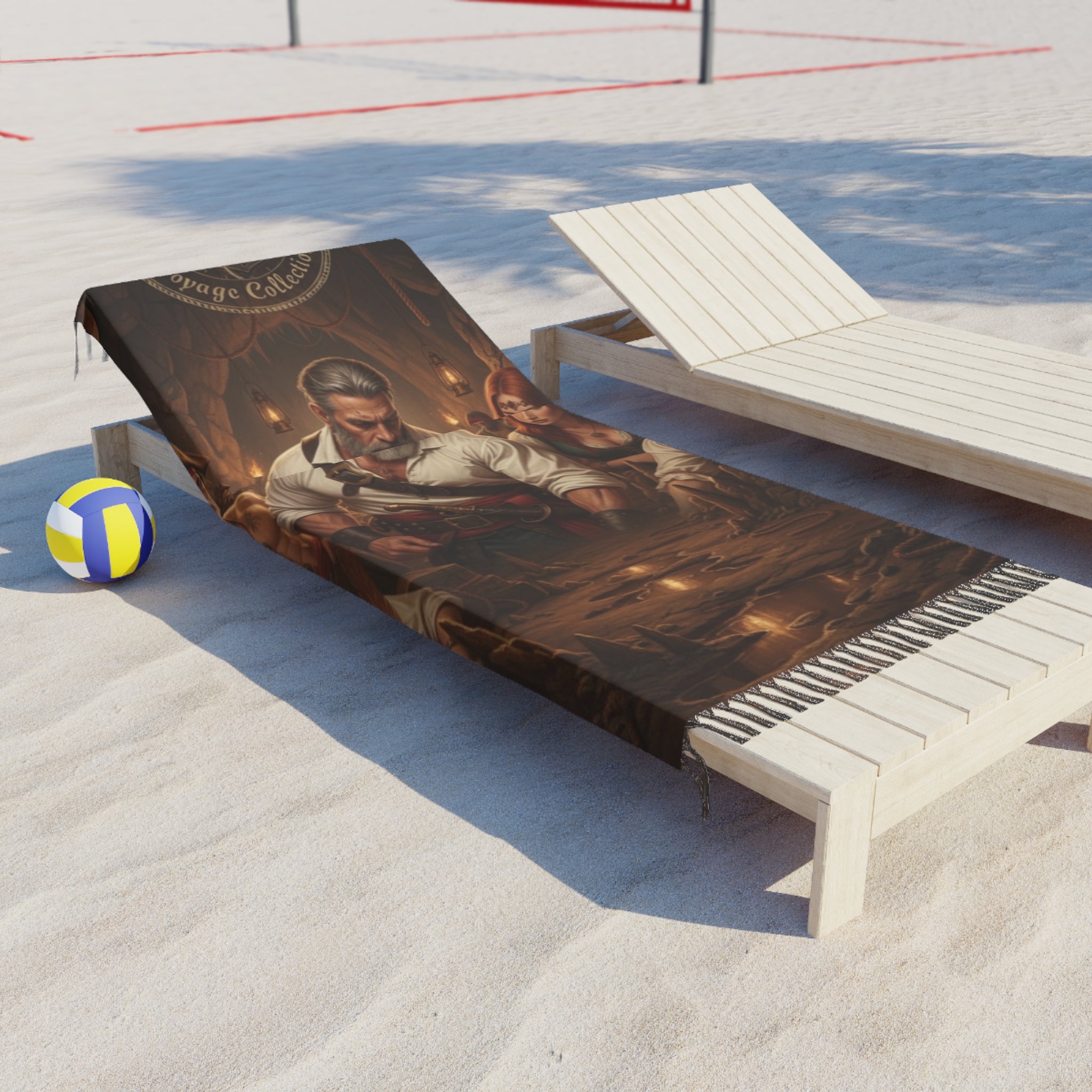 Boho Beach Cloth — Nautical Pirate Crew Towel (Vintage Captain Artwork)