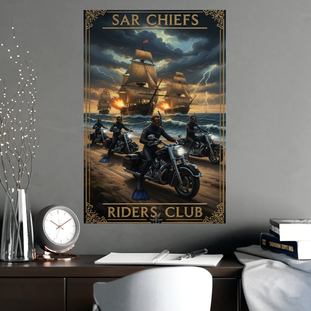 Riders Club Matte Poster — Sea Captain Bikers Vintage Nautical Wall Art