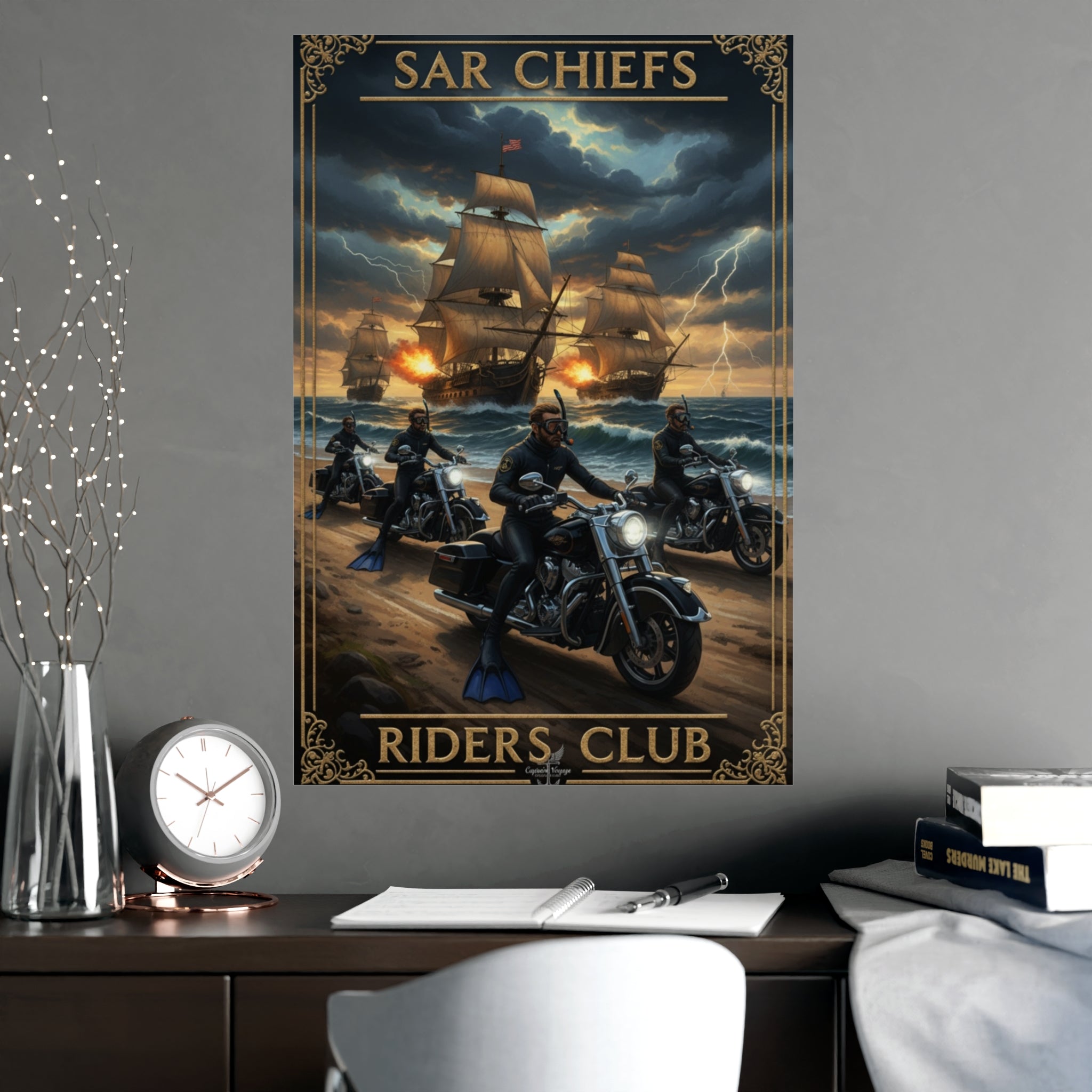 Riders Club Matte Poster — Sea Captain Bikers Vintage Nautical Wall Art