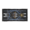 Wolf Motorcycle Beach Towel — Tribal Wolf Emblem Striped Beach Towel