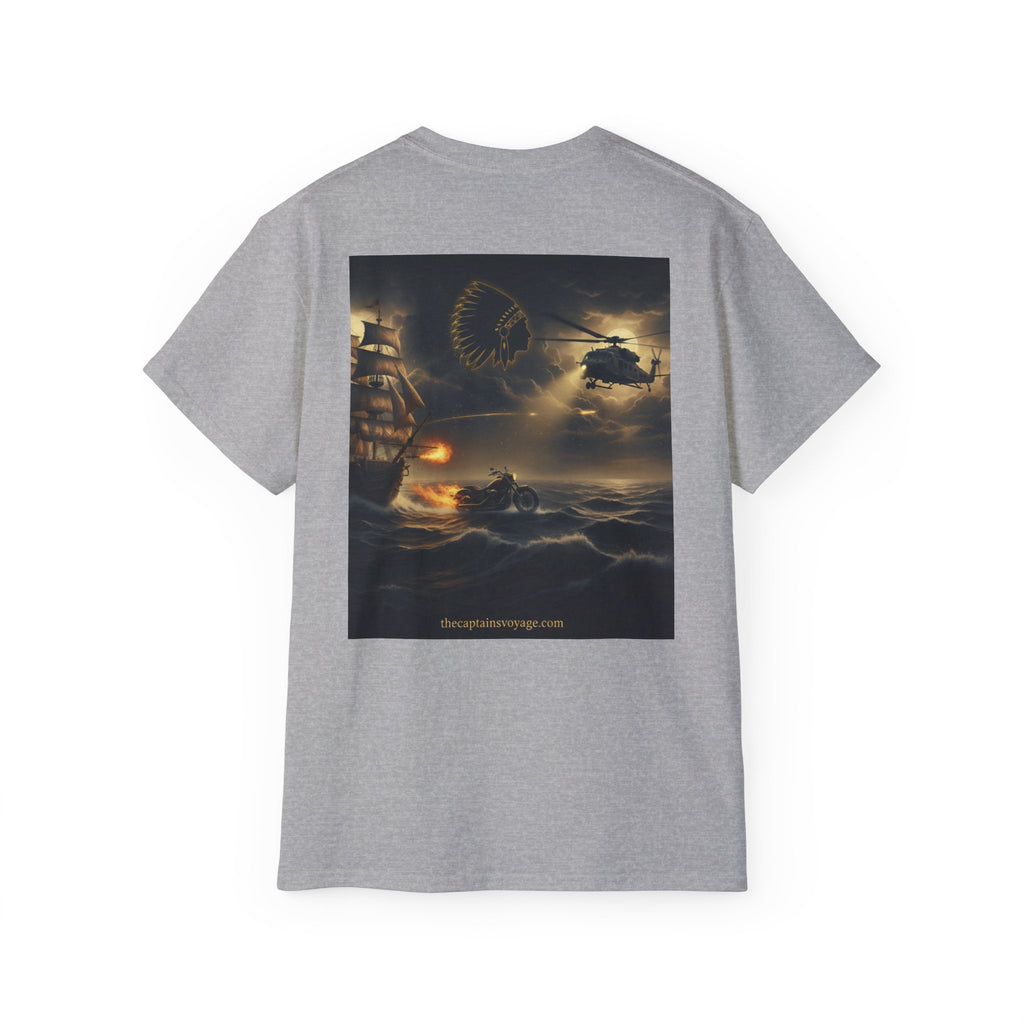 Adventure Motorcycle Tee — Fiery Rider & Nautical Voyage Graphic T-Shirt