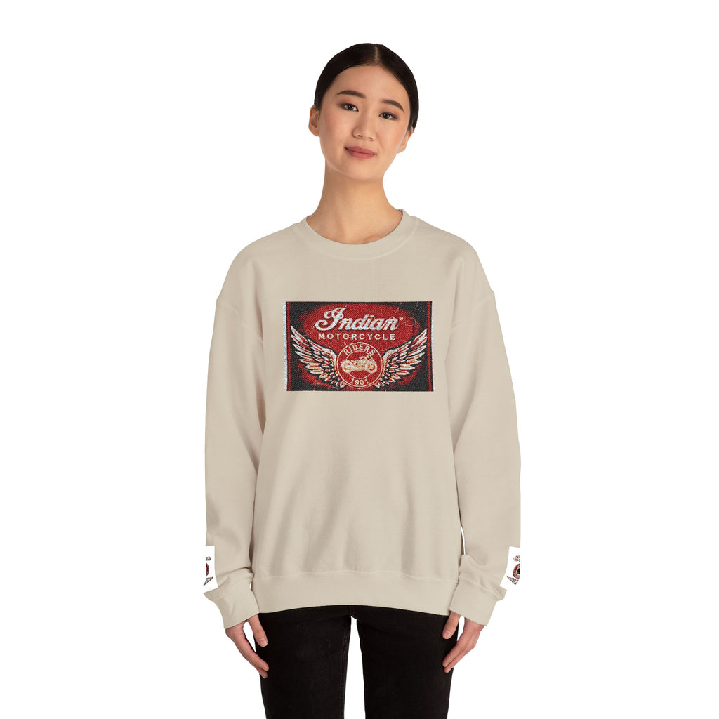 Vintage Motorcycle Crewneck Sweatshirt — 'Indian Motorcycles' Winged Logo