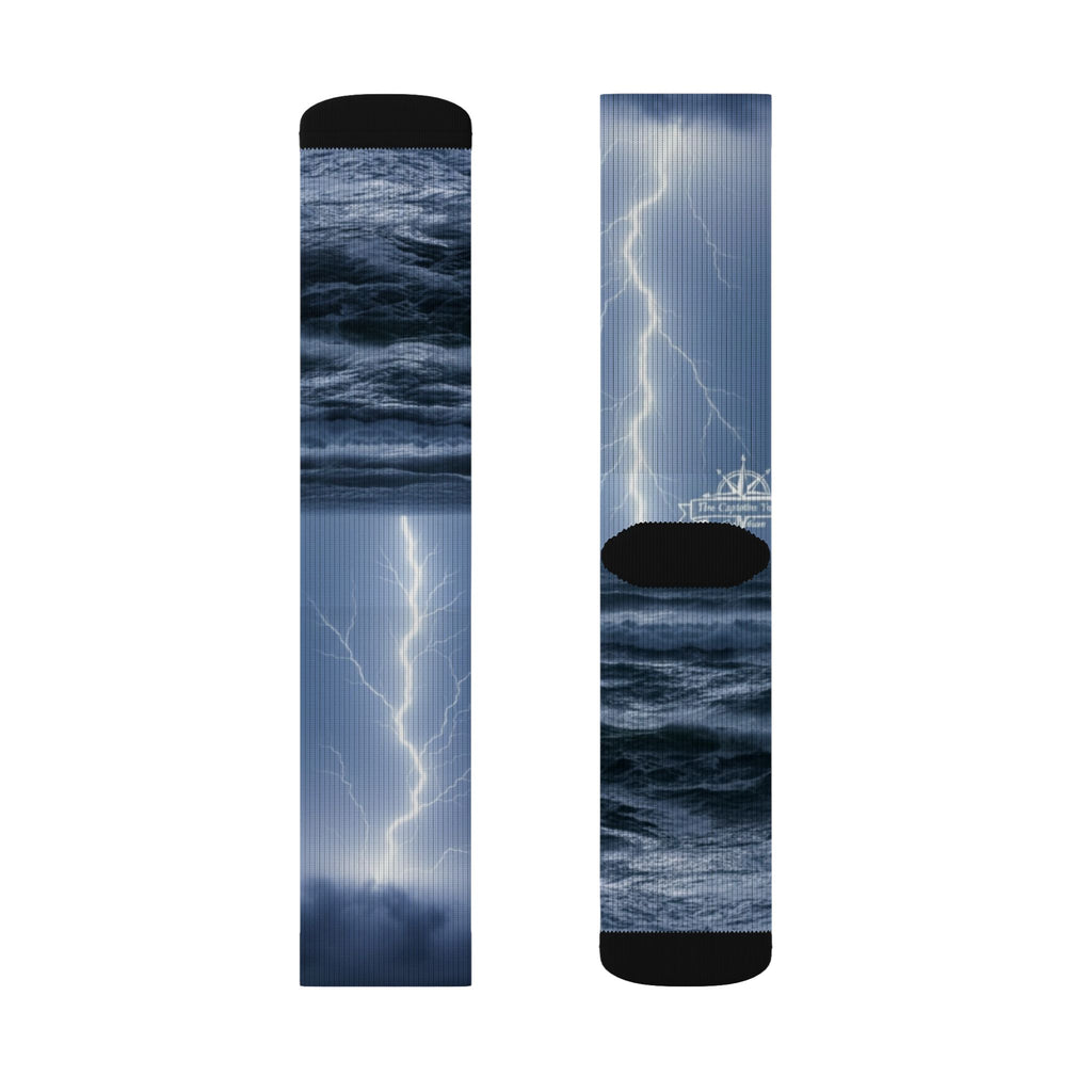 Storm Lightning Sublimation Socks — Nautical Thunder Crew Socks