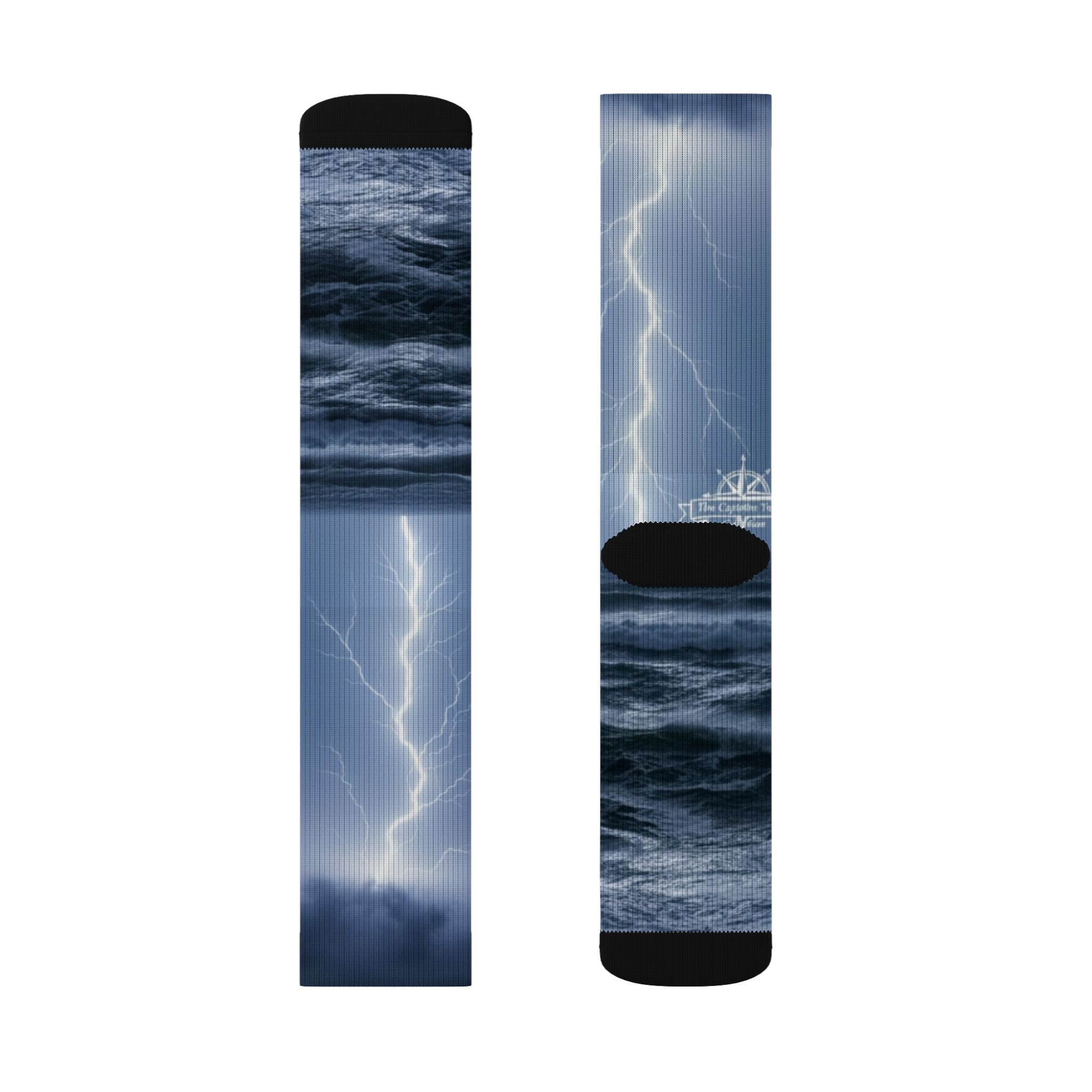 Storm Lightning Sublimation Socks — Nautical Thunder Crew Socks