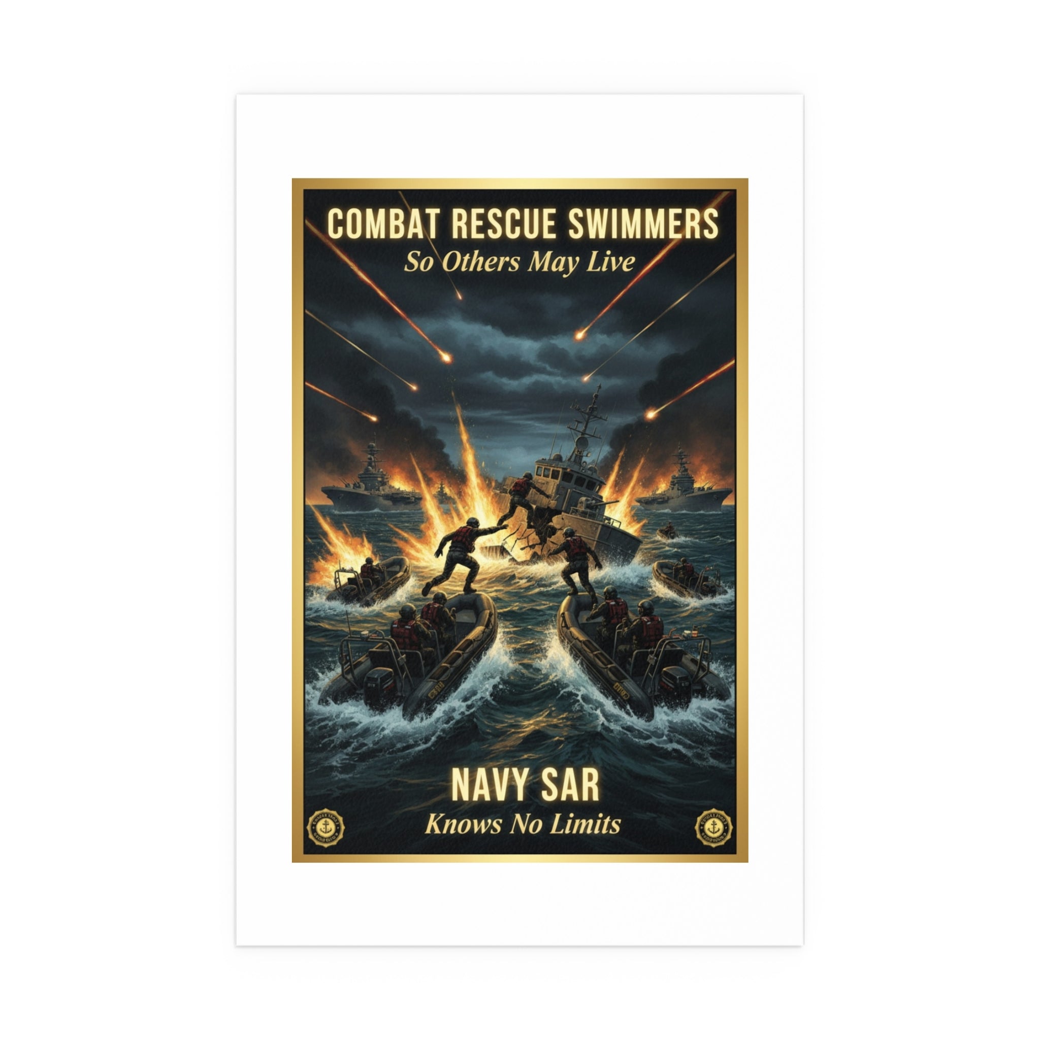 Combat Rescue Swimmers Silk Poster — 'So Others May Live' Navy SAR Wall Art