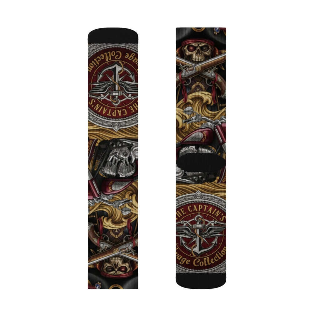 Skull & Anchor Sublimation Socks — Nautical Pirate Crew Graphic Socks