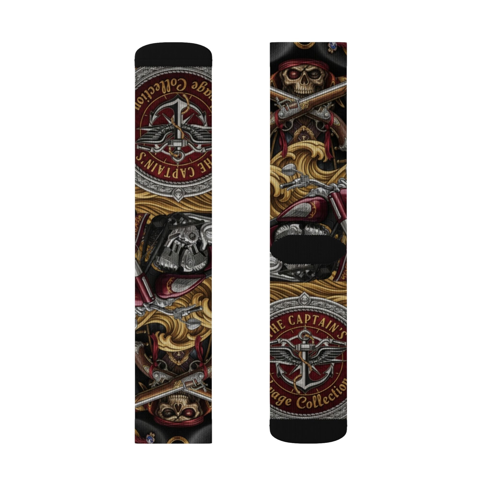 Skull & Anchor Sublimation Socks — Nautical Pirate Crew Graphic Socks