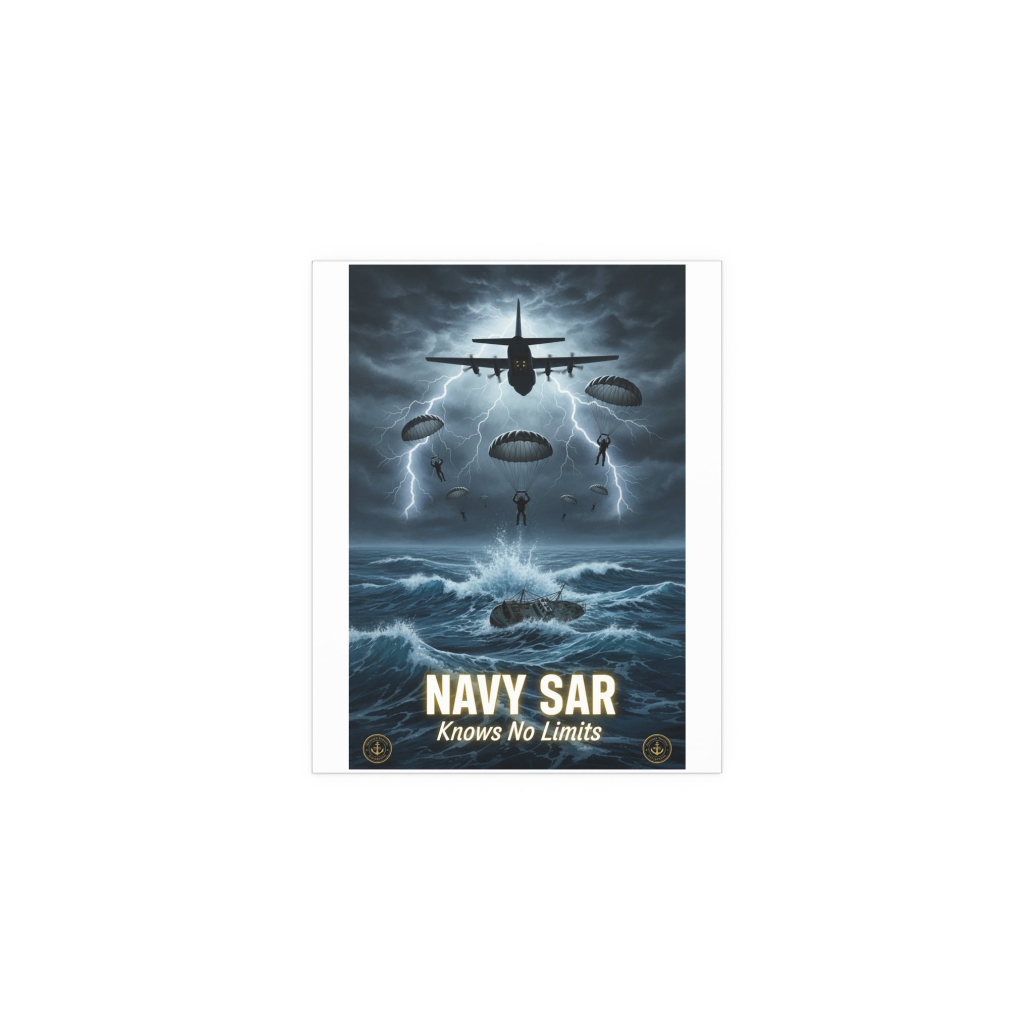 Navy SAR 'Knows No Limits' Rescue Poster — Indoor/Outdoor Silk Print