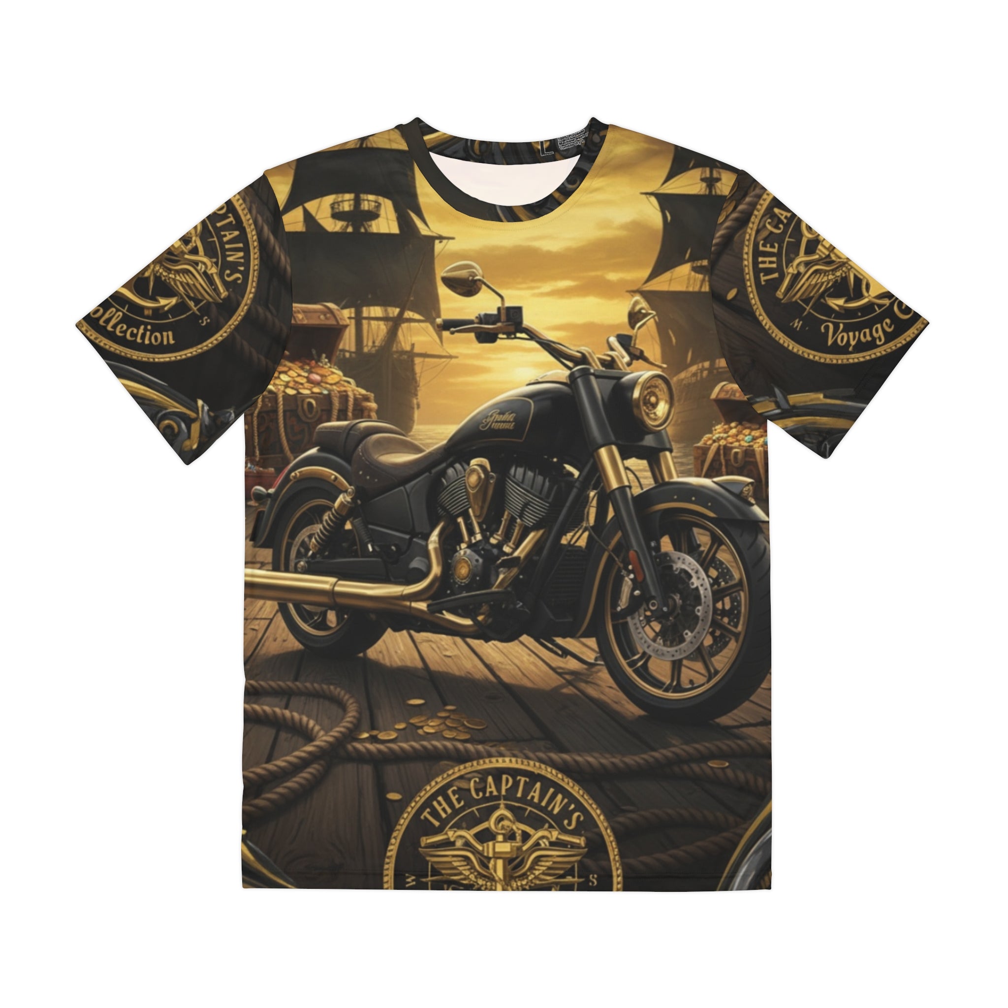 Pirate Captain Motorcycle Tee — All-Over Print Men's Polyester Shirt