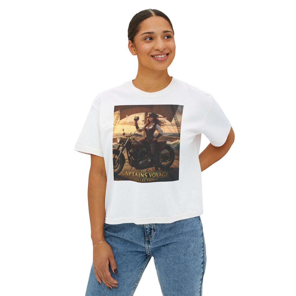 Boxy Tee — Captains Voyage Vintage Motorcycle & Sailing Graphic