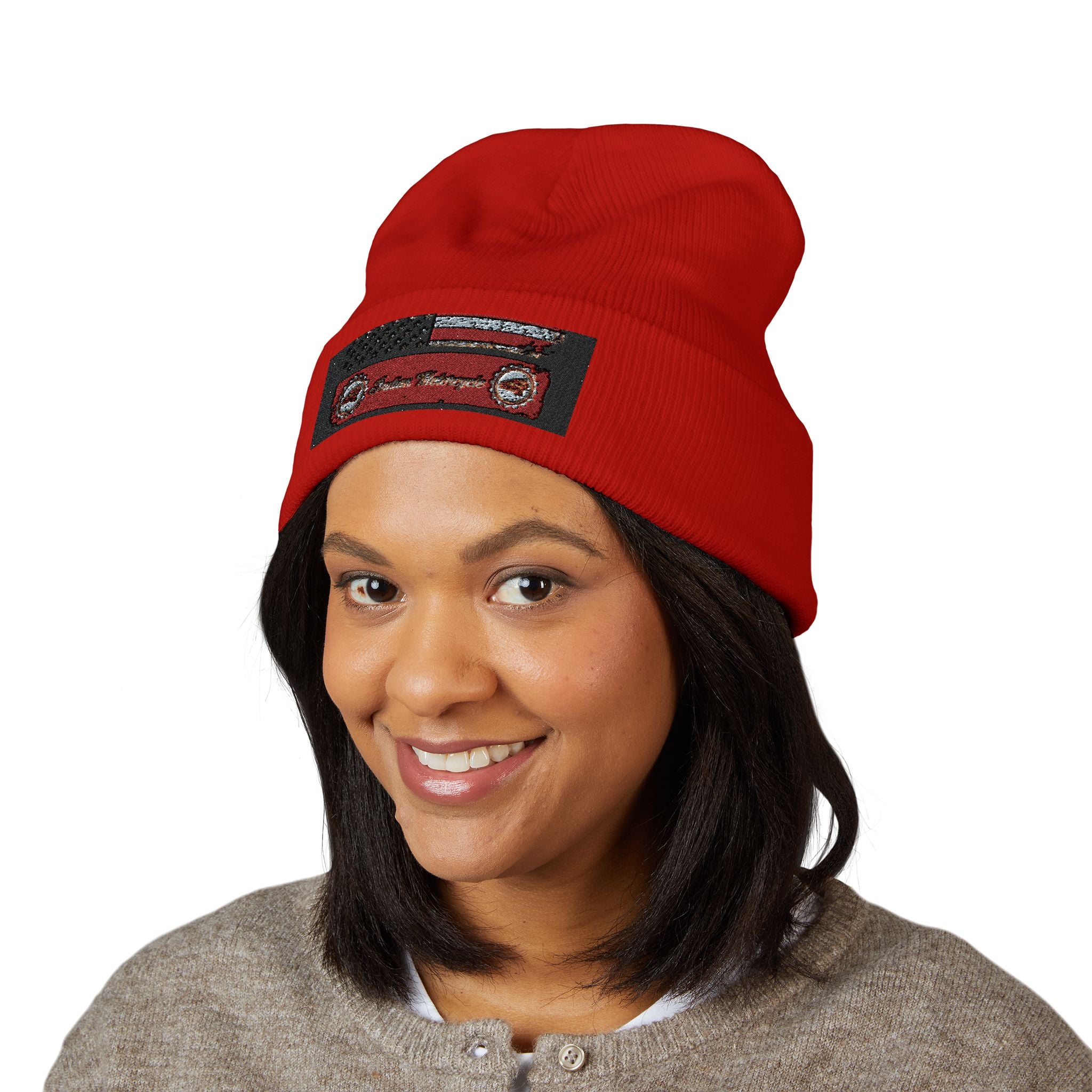 Retro Cassette Embroidered Beanie — Vintage Music Knit Hat