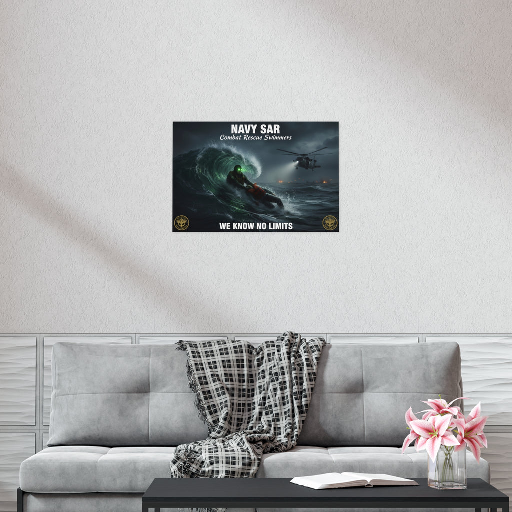 Navy SAR Combat Rescue Swimmers Poster — We Know No Limits