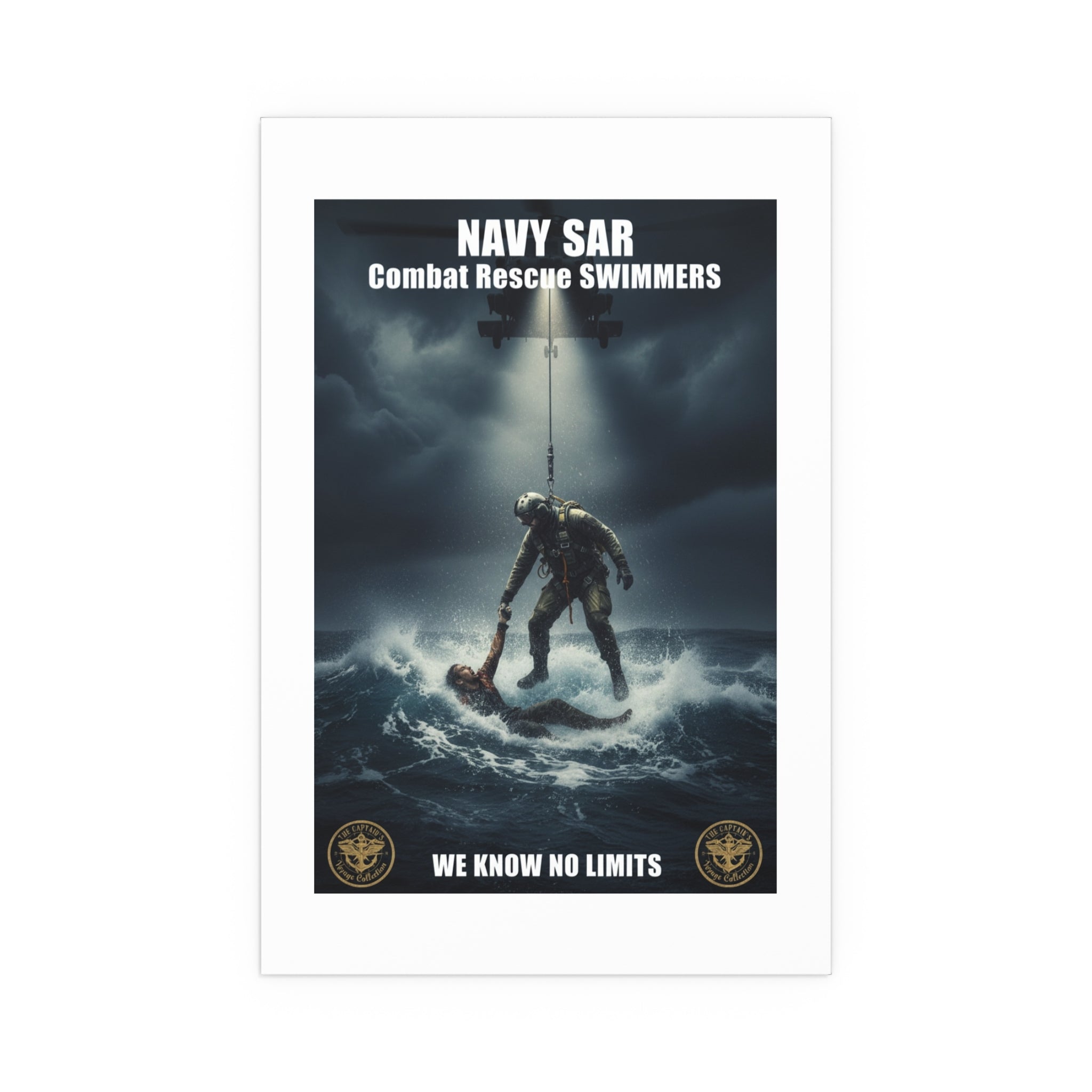 Rescue Diver Silk Poster — Dramatic Ocean Rescue Wall Art