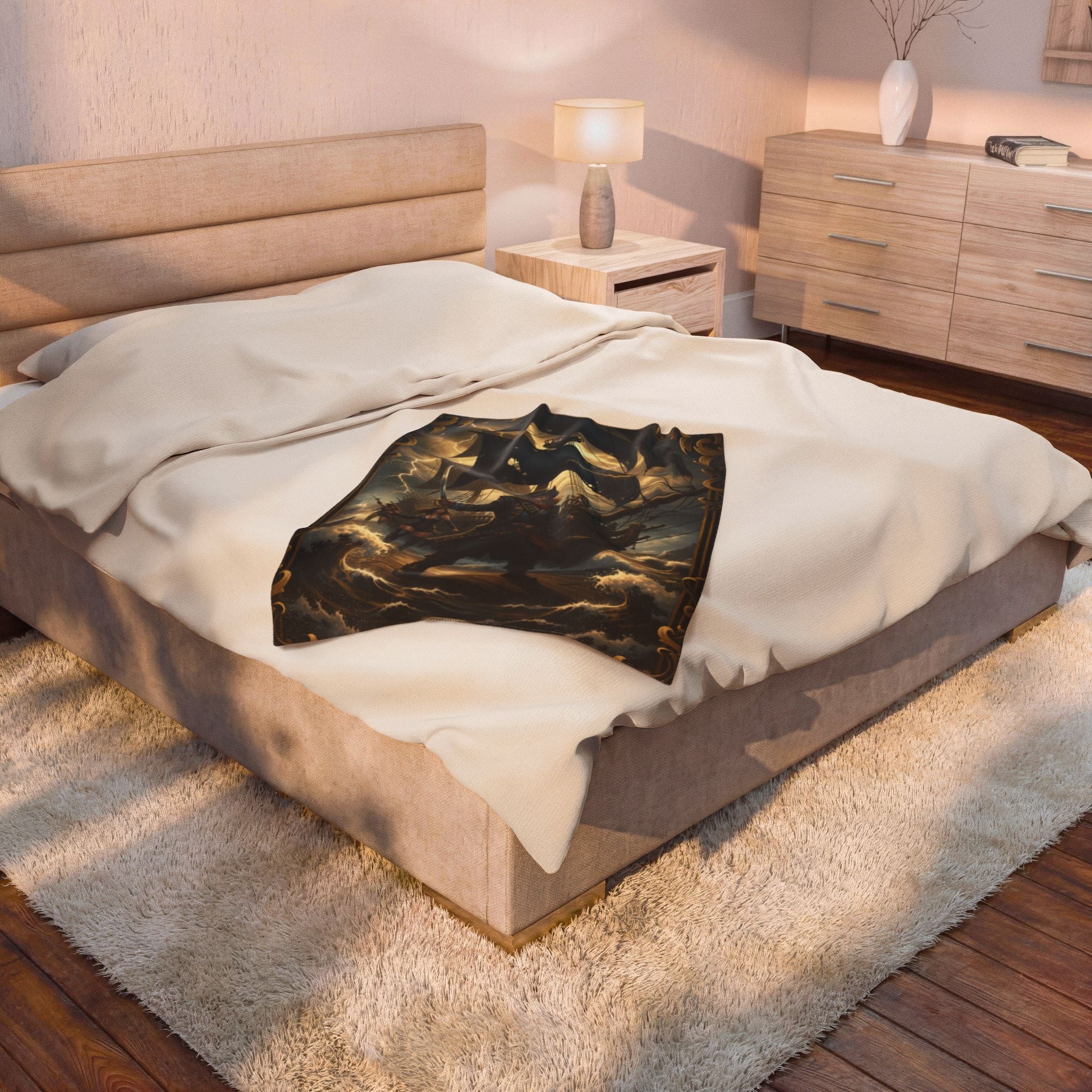 Pirate Captain Velveteen Plush Blanket – Nautical Adventure Throw for Seafaring Fans