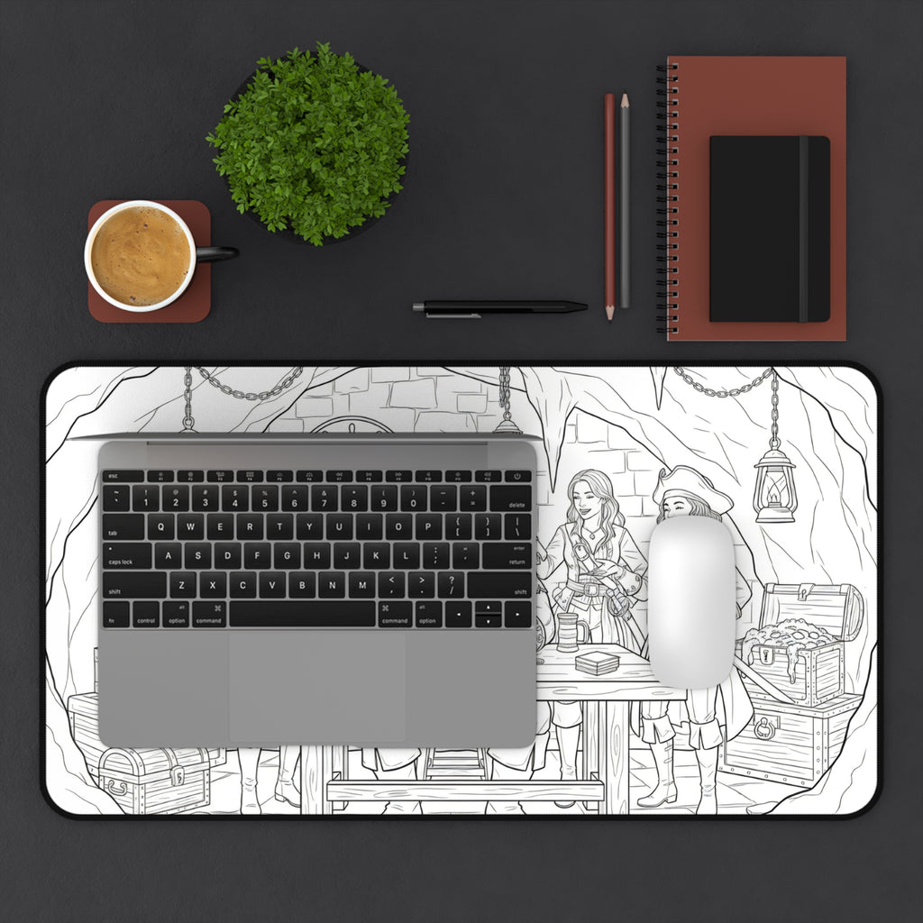 Pirate Captain Desk Mat — Treasure Crew Illustration Mouse Pad