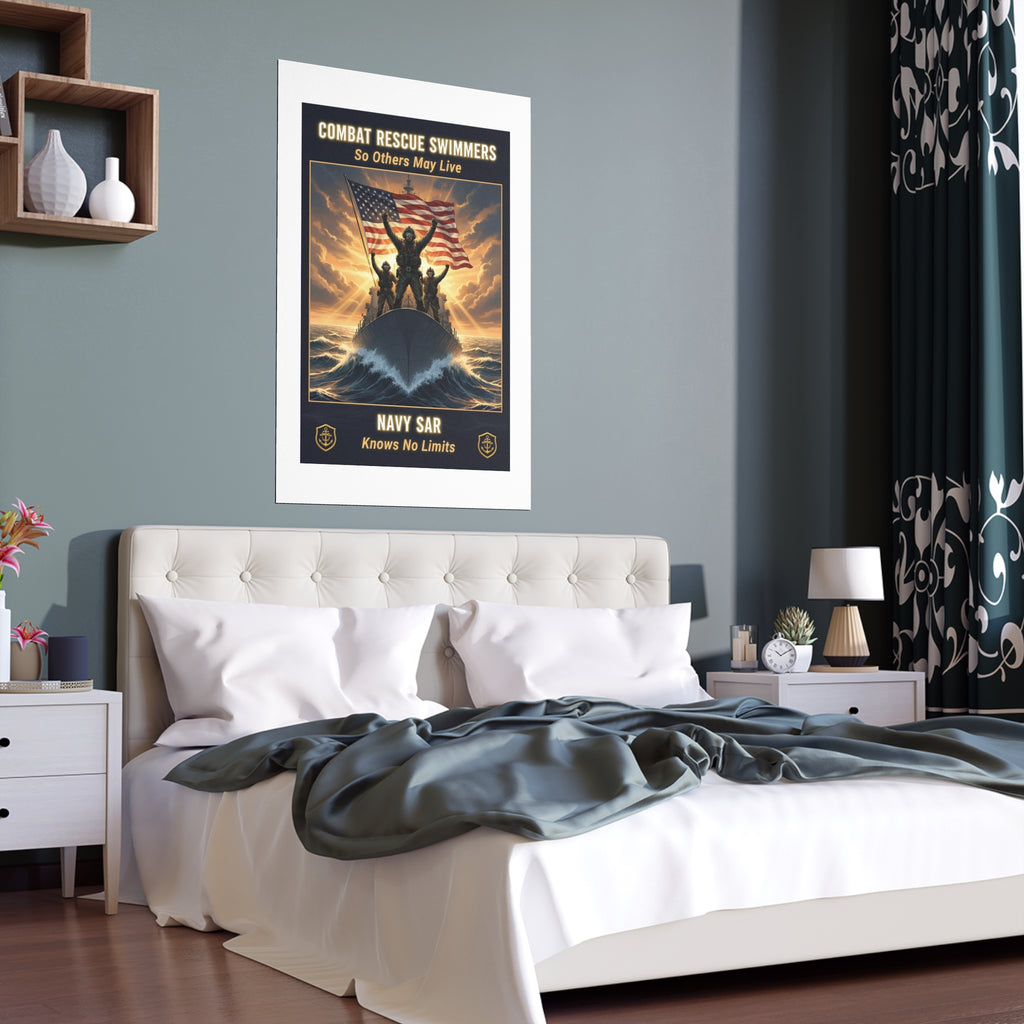 Combat Rescue Swimmers Silk Poster — "So Others May Live" Navy SAR Wall Art