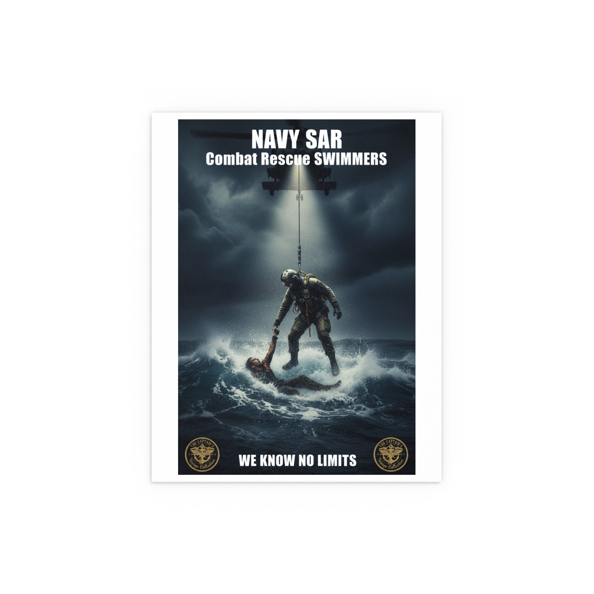 Rescue Diver Silk Poster — Dramatic Ocean Rescue Wall Art