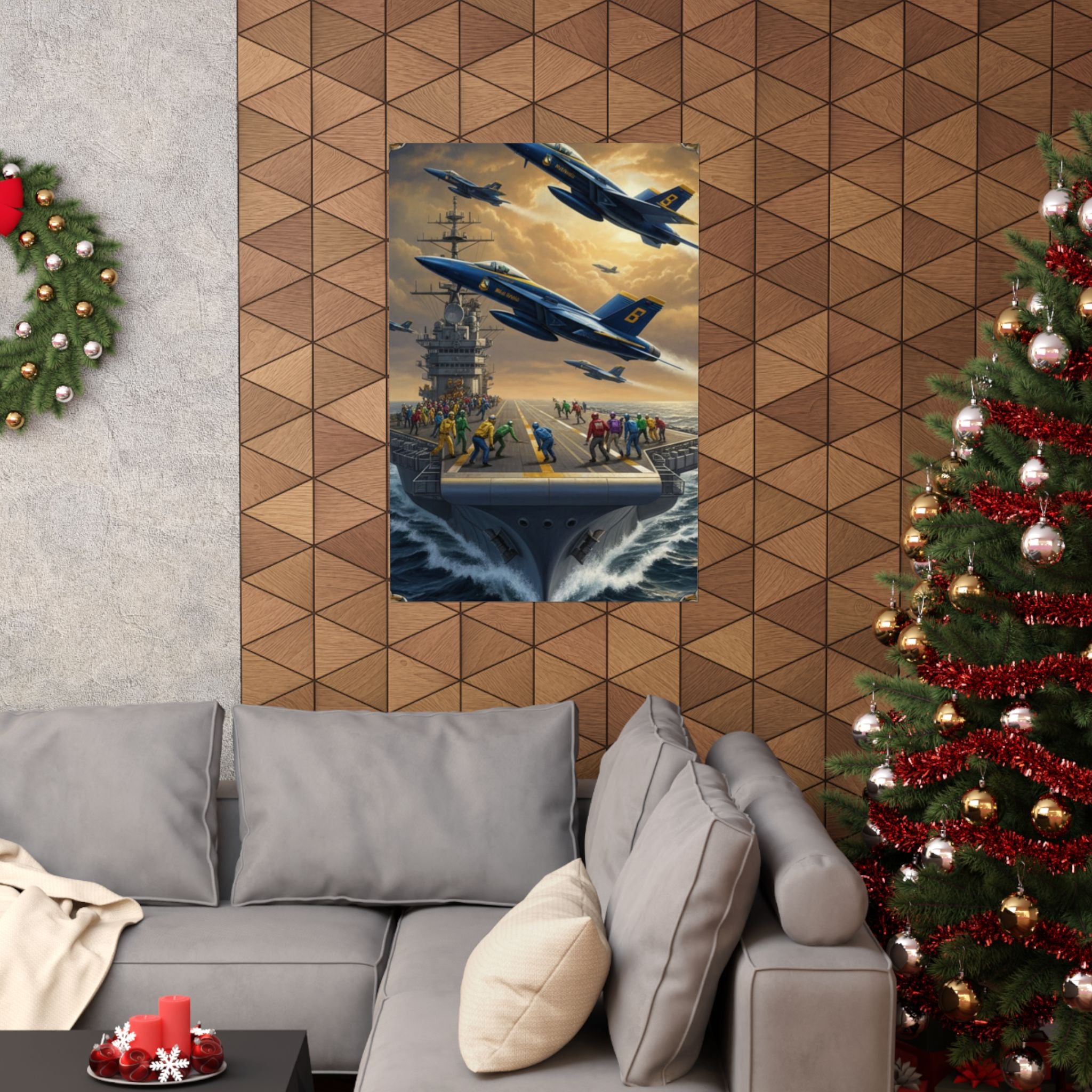 Navy SAR Rescue Helicopter Matte Poster — Dramatic Sea Rescue Art