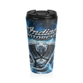 Indian Motorcycle Stainless Steel Travel Mug – Blue Lightning Engine Design