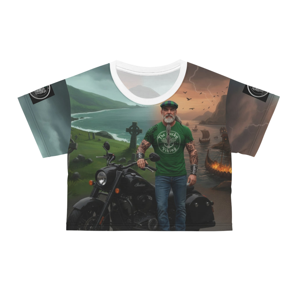 Lucky Viking Crop Tee — Irish Celtic Motorcycle St. Patrick's Day Top