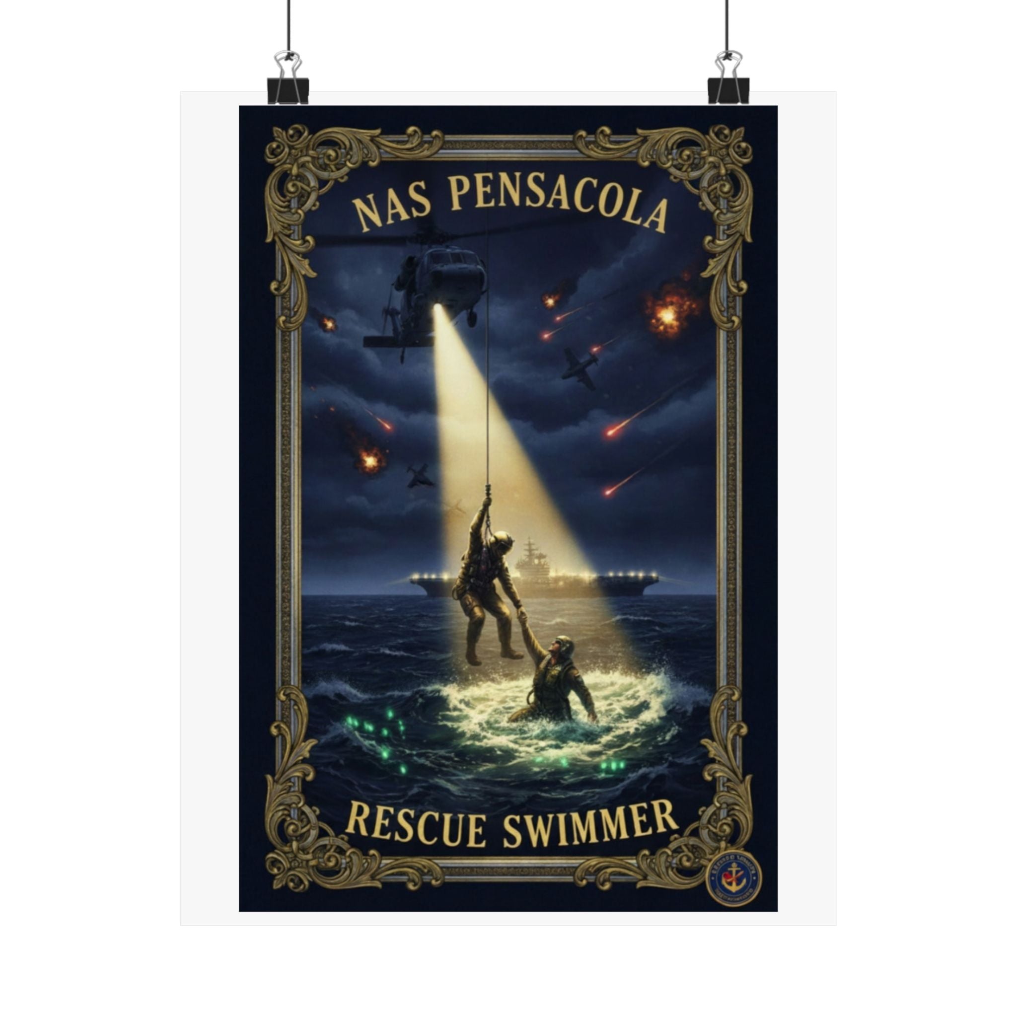 Rescue Swimmer Poster — NAS Pensacola Matte Vertical Wall Art