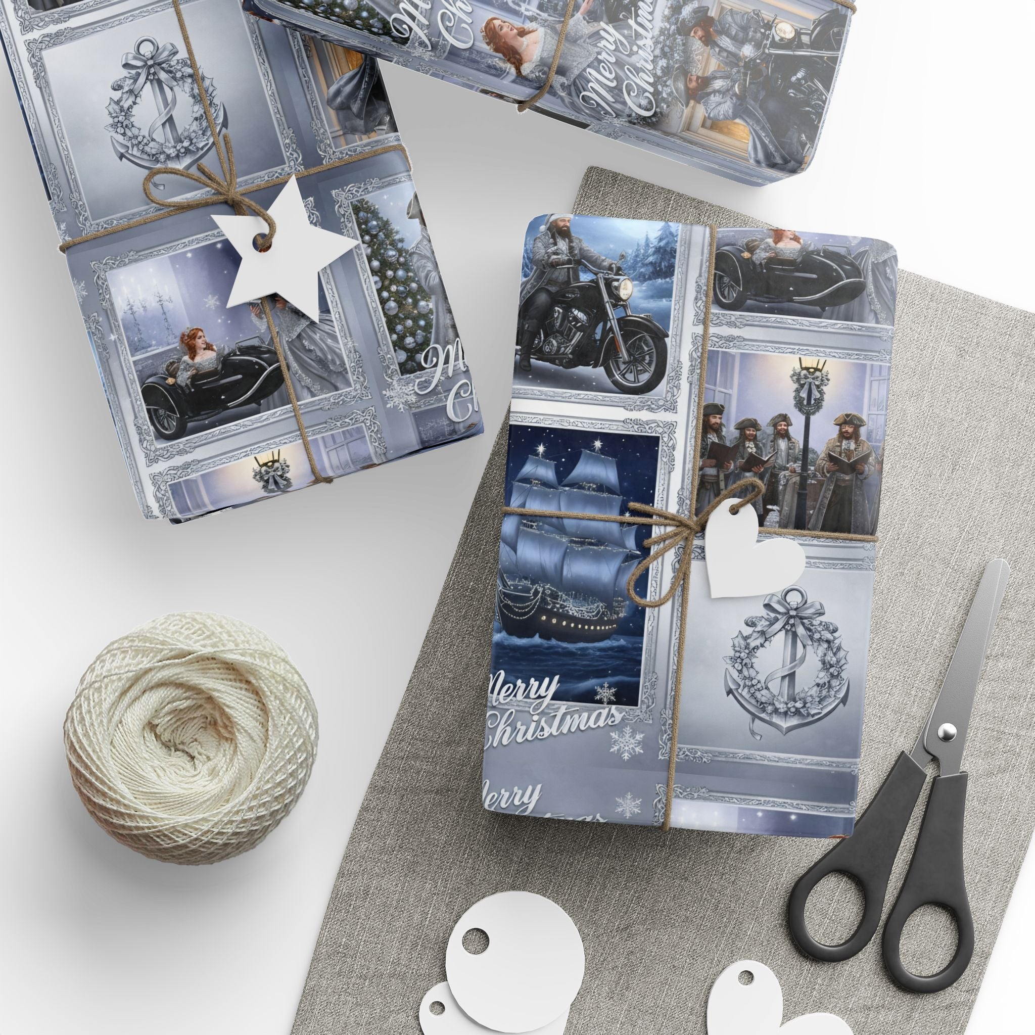 Vintage Winter Photo Collage Wrapping Paper Roll — Holiday Scenic Gift Wrap